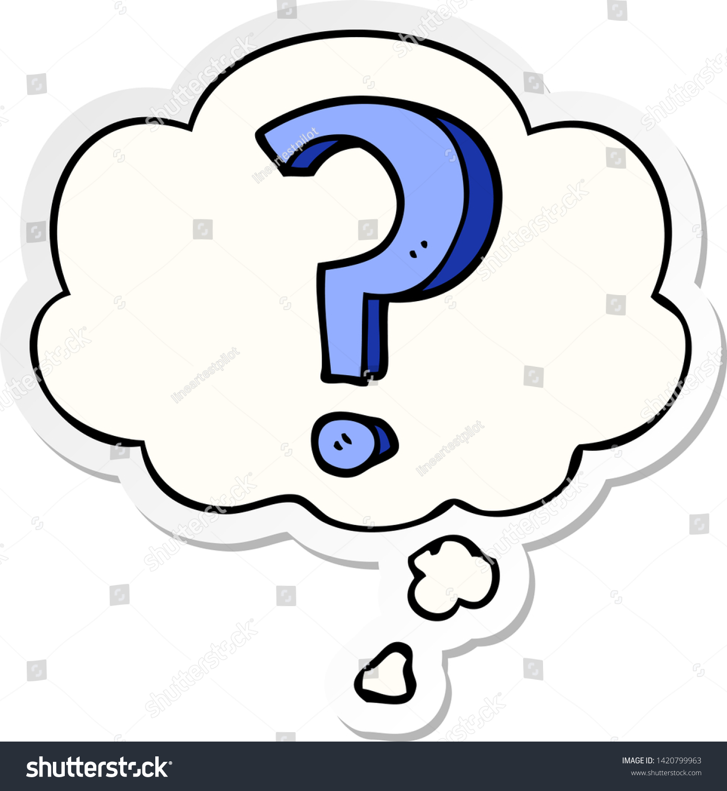 Cartoon Question Mark Thought Bubble Printed Stock Vector (Royalty Free ...