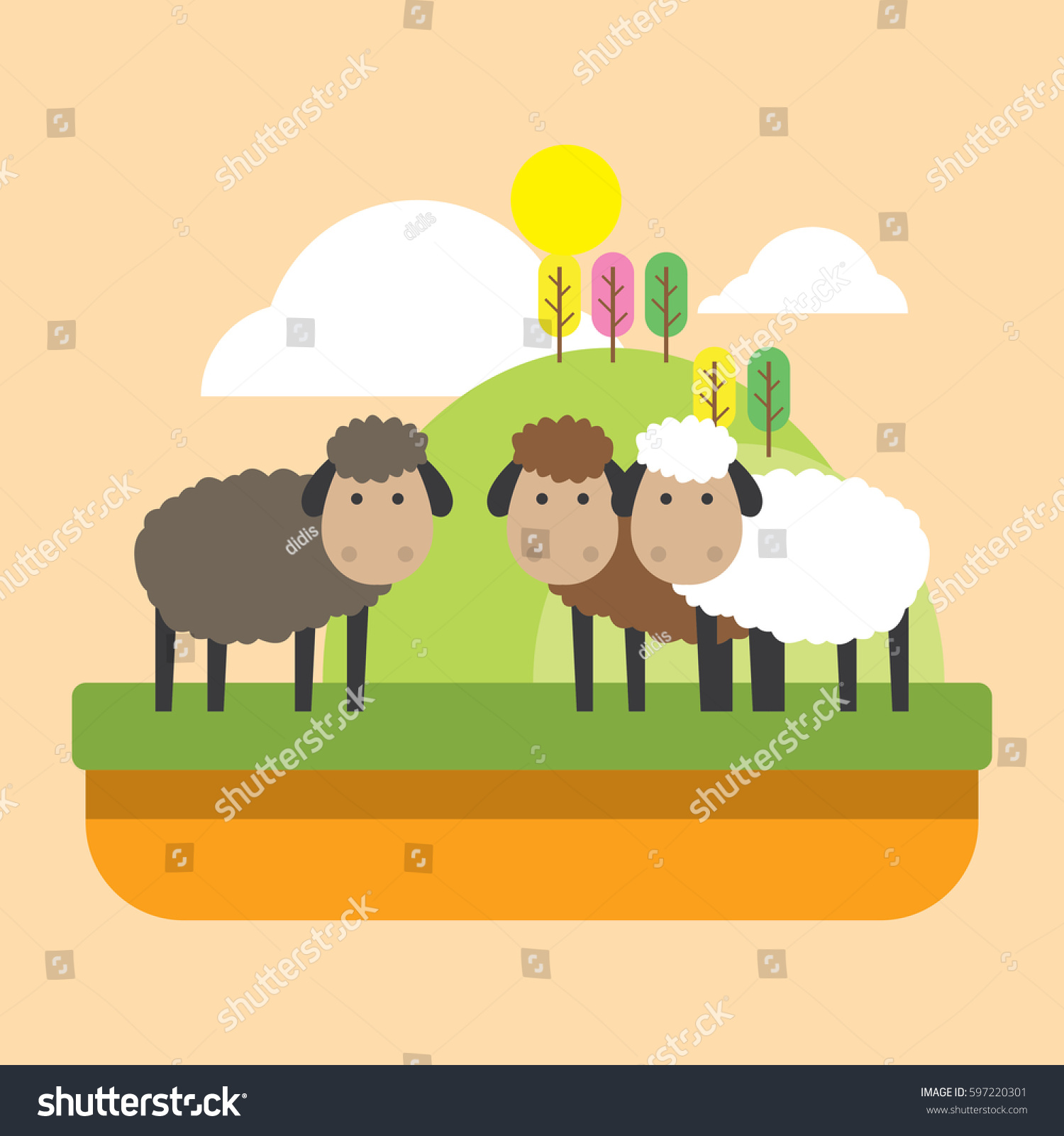 Cartoon Ranch Illustration Stock Vector (Royalty Free) 597220301