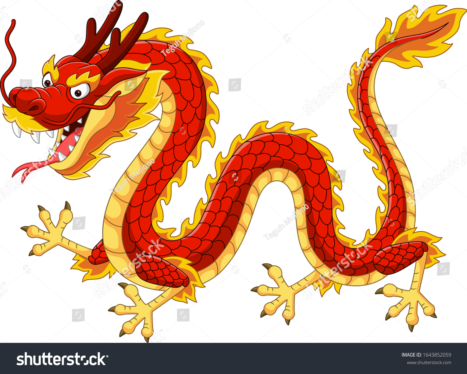 Cartoon Red Chinese Dragon Flying Stock Vector (Royalty Free ...