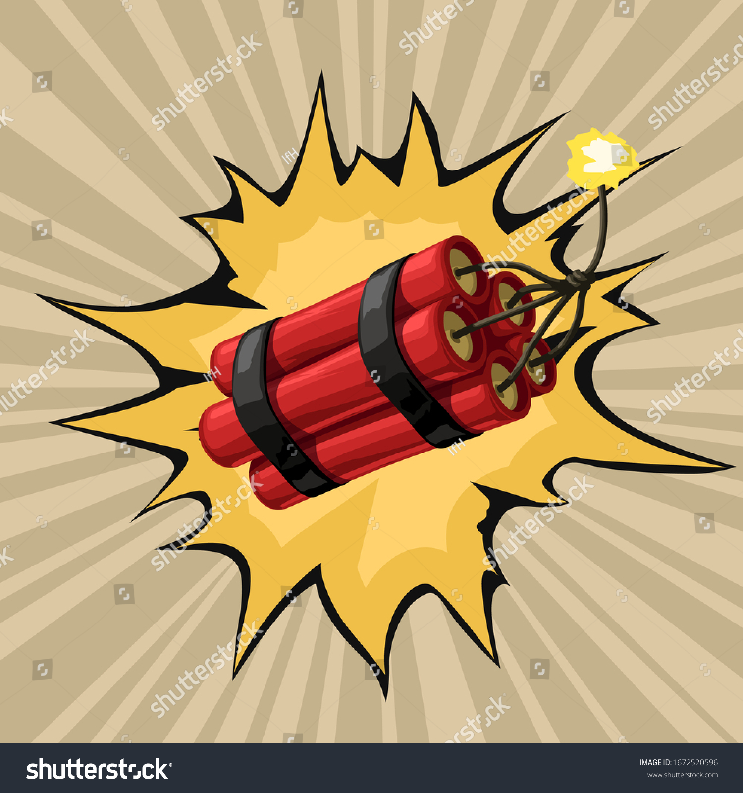 Cartoon Red Dynamite Firing Wire Stock Vector (Royalty Free) 1672520596 ...