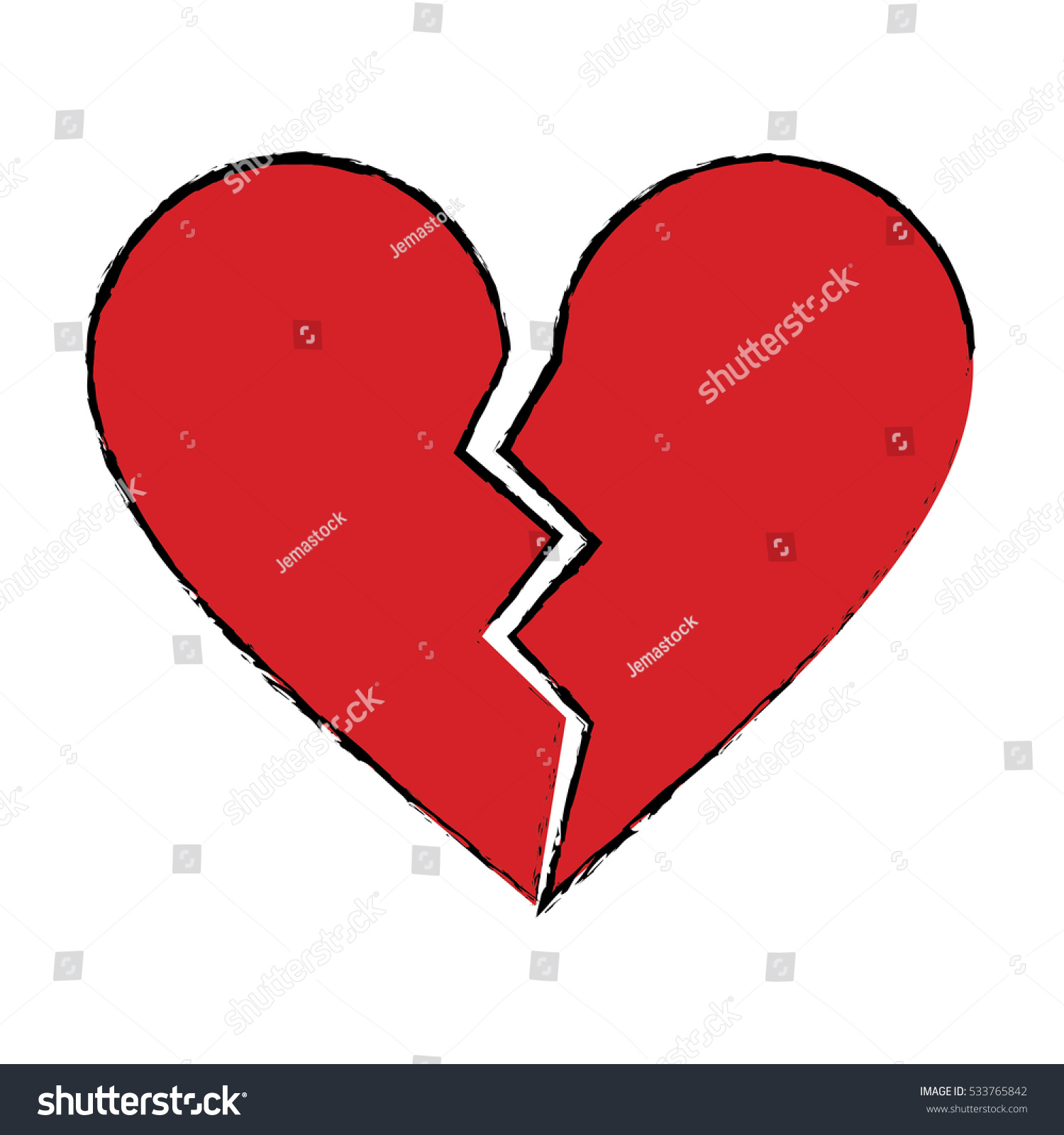Cartoon Red Heart Broken Sad Separation Stock Vector Royalty Free 533765842 6159