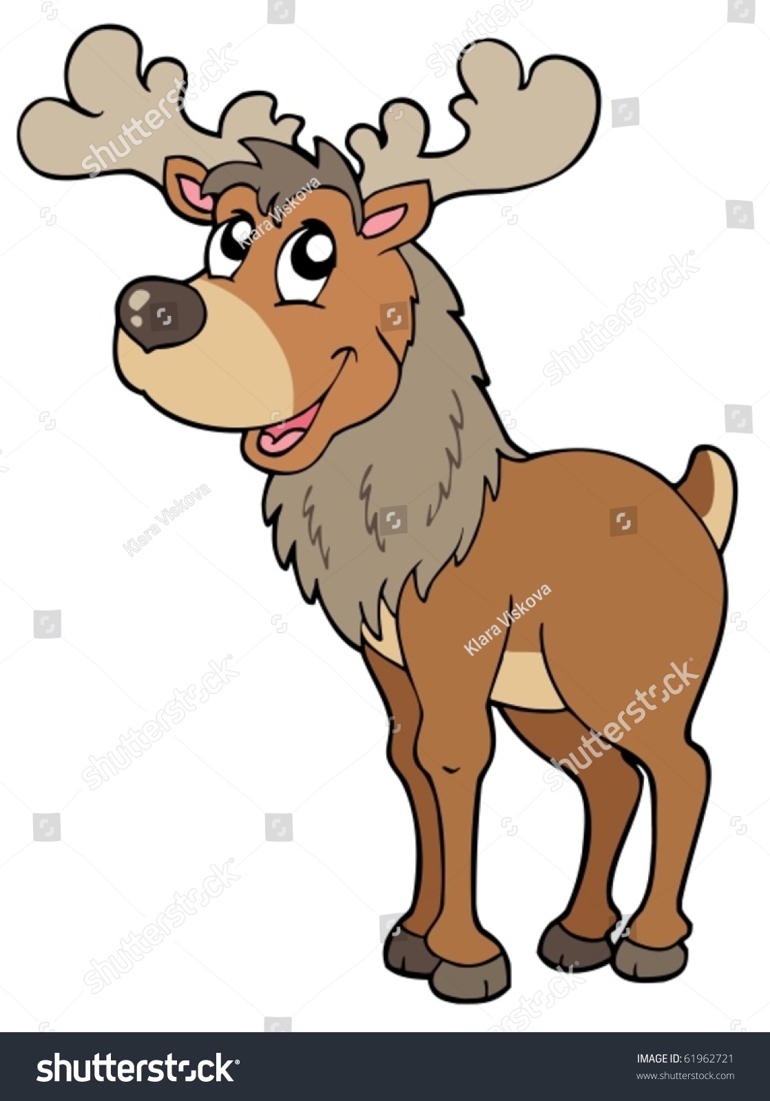 Cartoon Reindeer On White Background - Vector Illustration. - 61962721 ...