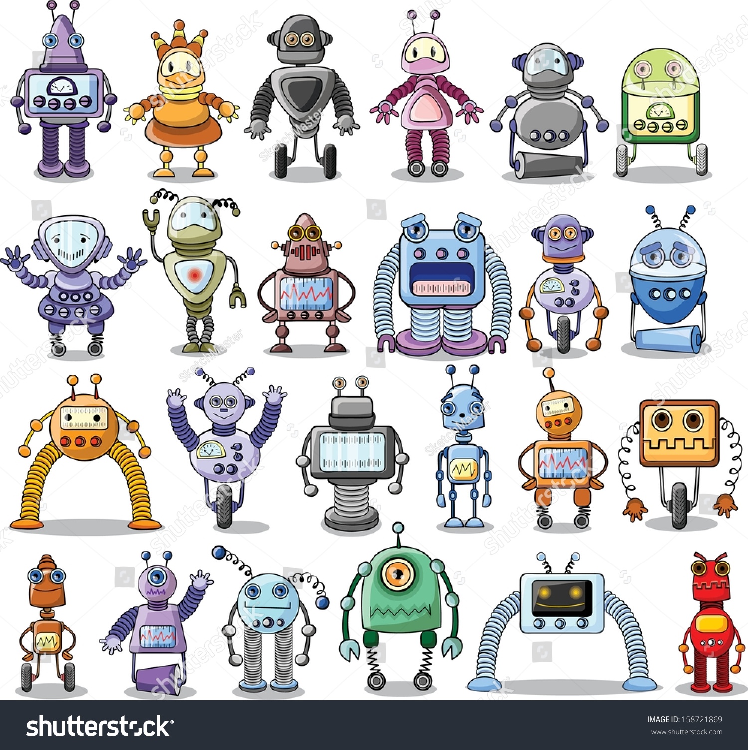 Cartoon Robots Set Vector Stock Vector 158721869 - Shutterstock