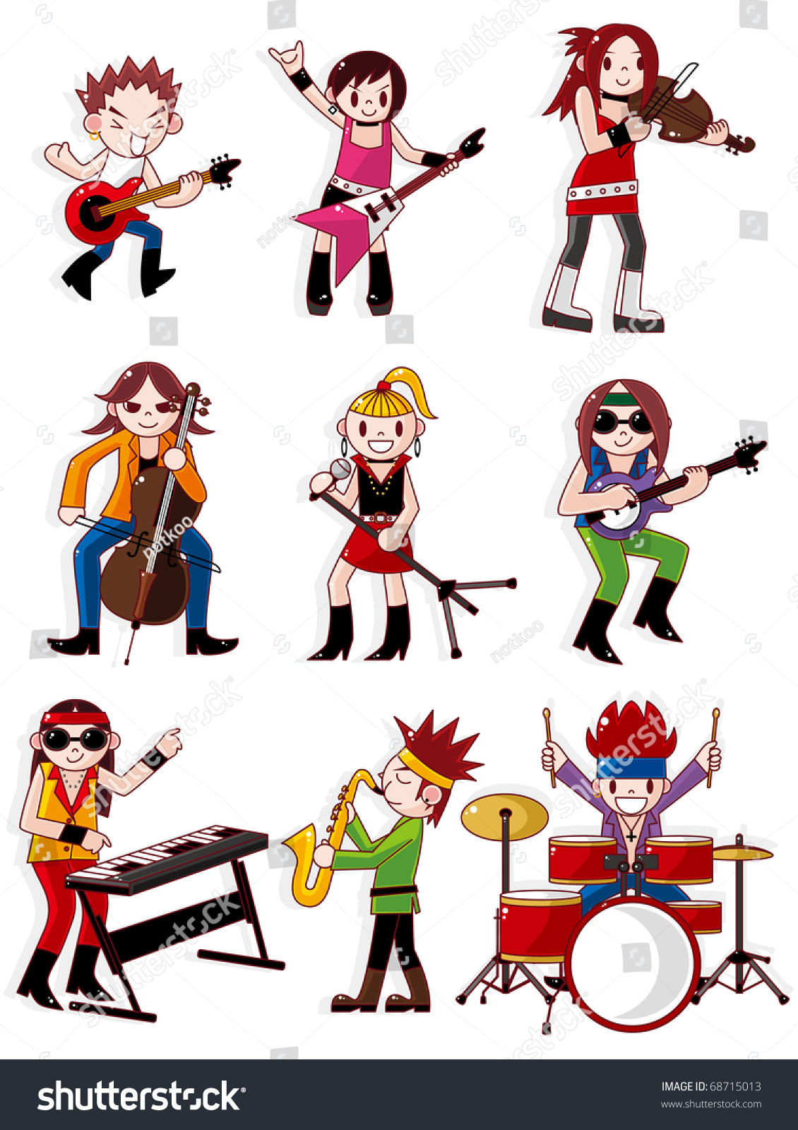 Cartoon Rock Band Icon Stock Vector 68715013 - Shutterstock