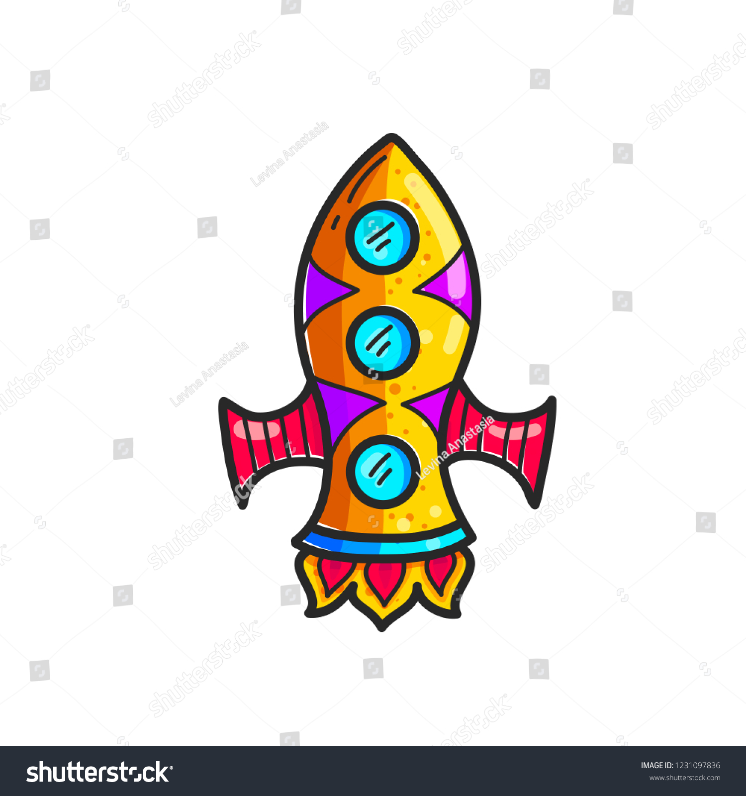 Cartoon Rockets Hand Drawn Color Icon Stock Vector Royalty Free