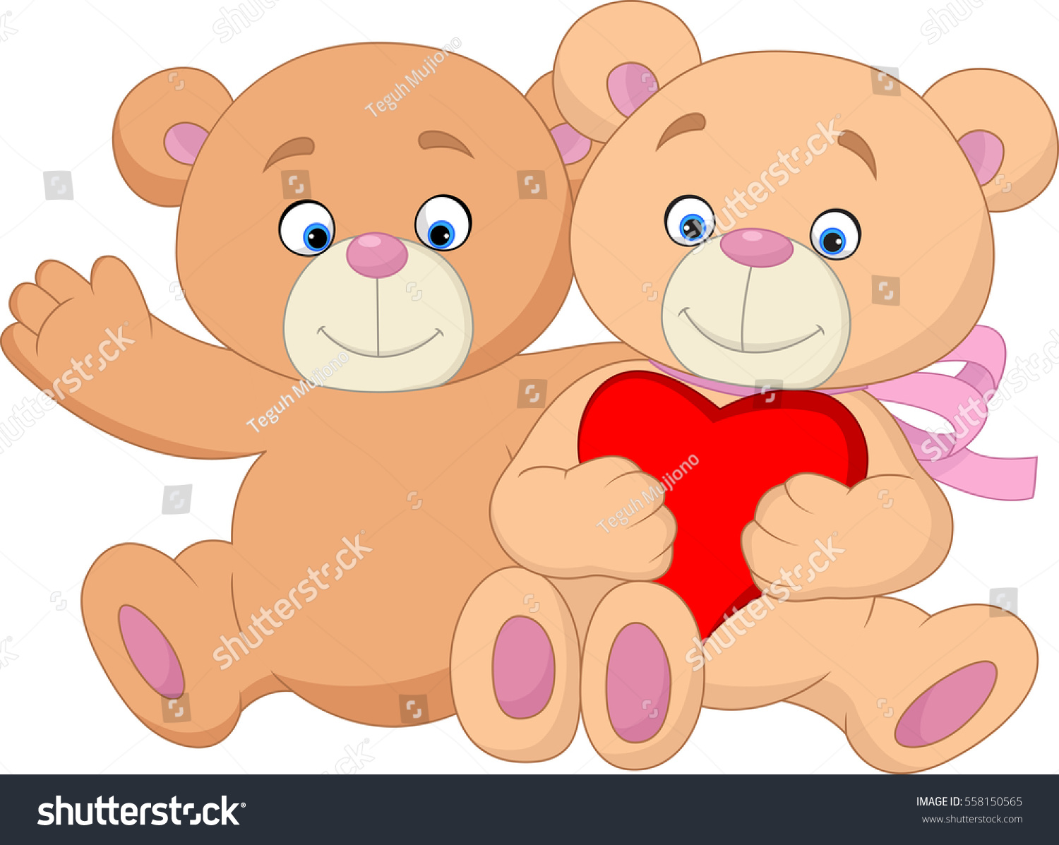 Cartoon Romantic Couple Teddy Bear Stock Vector (Royalty Free ...