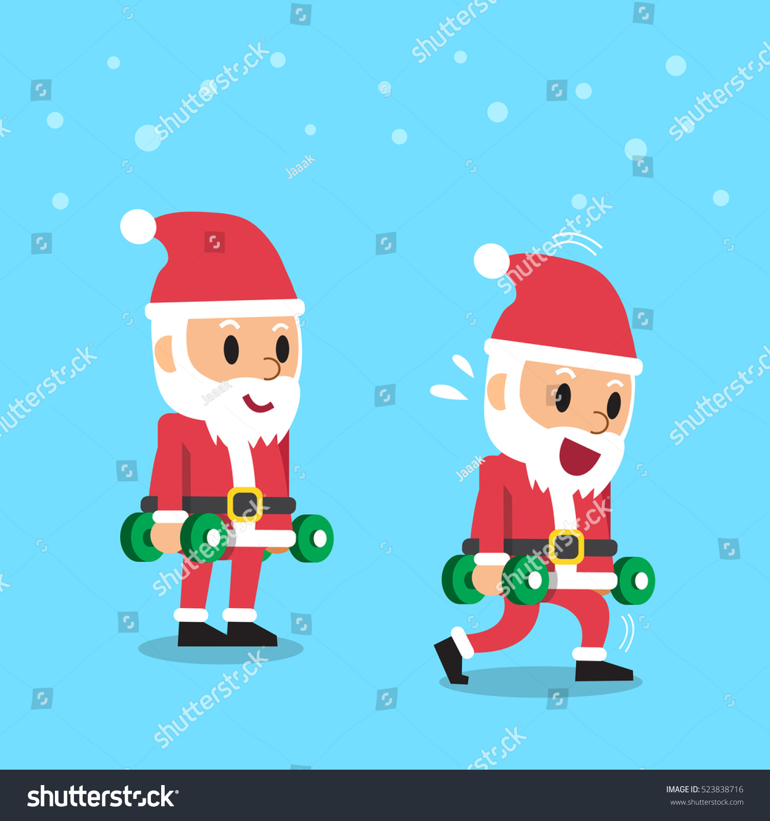 Cartoon Santa Claus Doing Dumbbell Lunge Stock Vector Royalty Free 523838716 8870