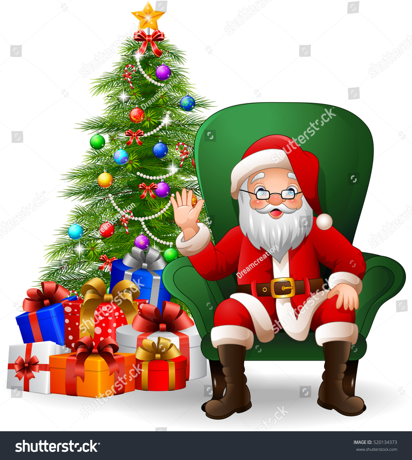 Cartoon Santa Claus Sitting On Green Stock Vector 520134373 - Shutterstock