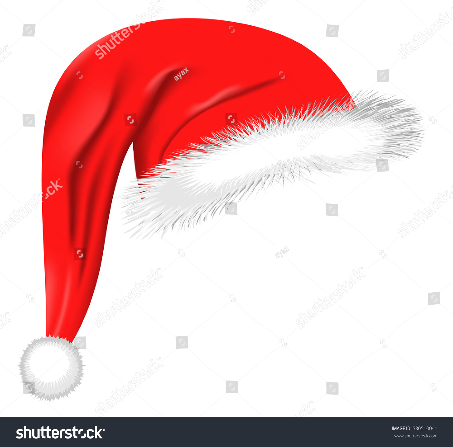 Cartoon Santa Hat Isolated On White Stock Vector 530510041 - Shutterstock