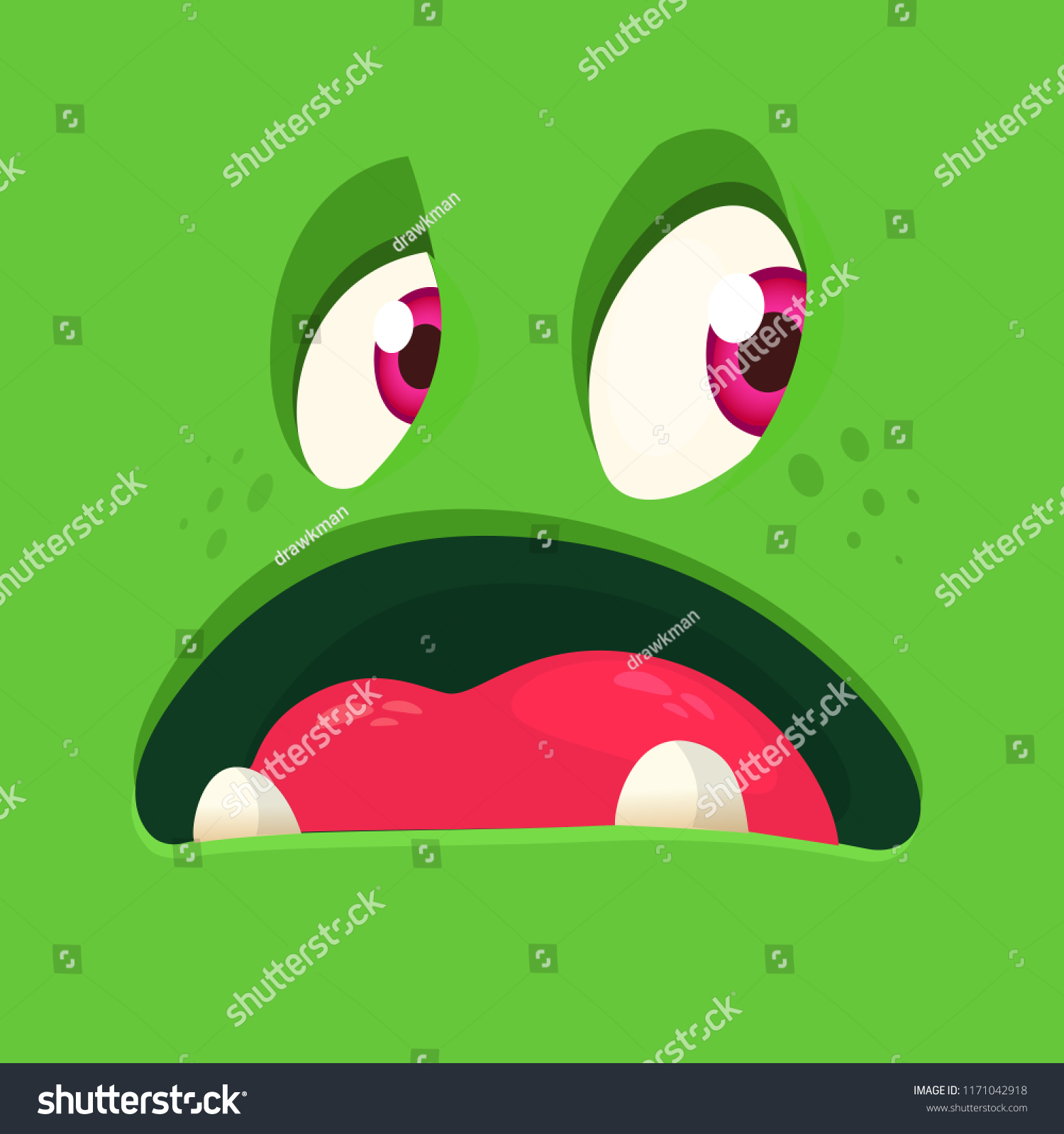 Cartoon Scary Monster Face Vector Halloween Stock Vector (Royalty Free ...