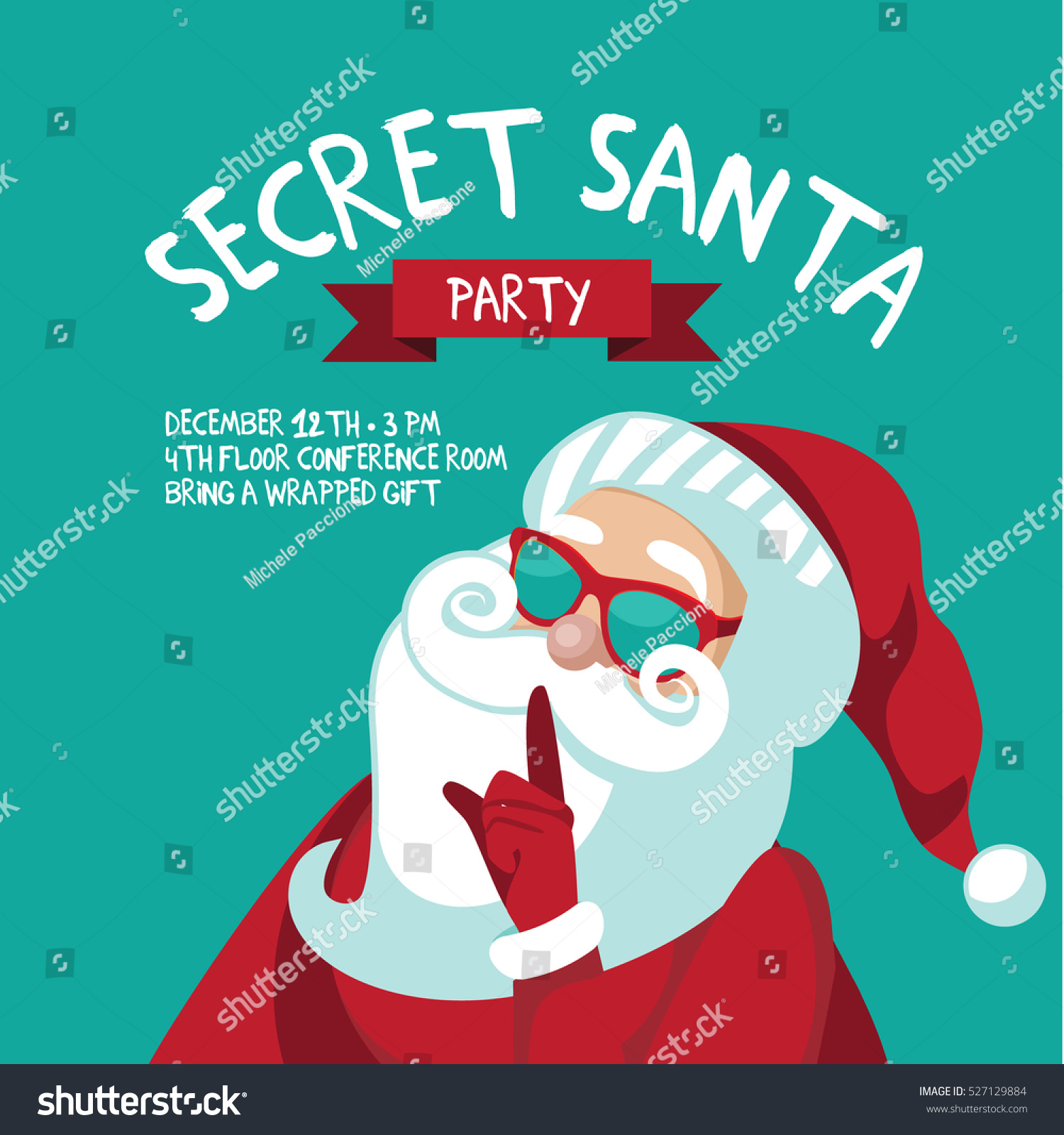 Cartoon Secret Santa Christmas Party Background Stock Vector 527129884 ...