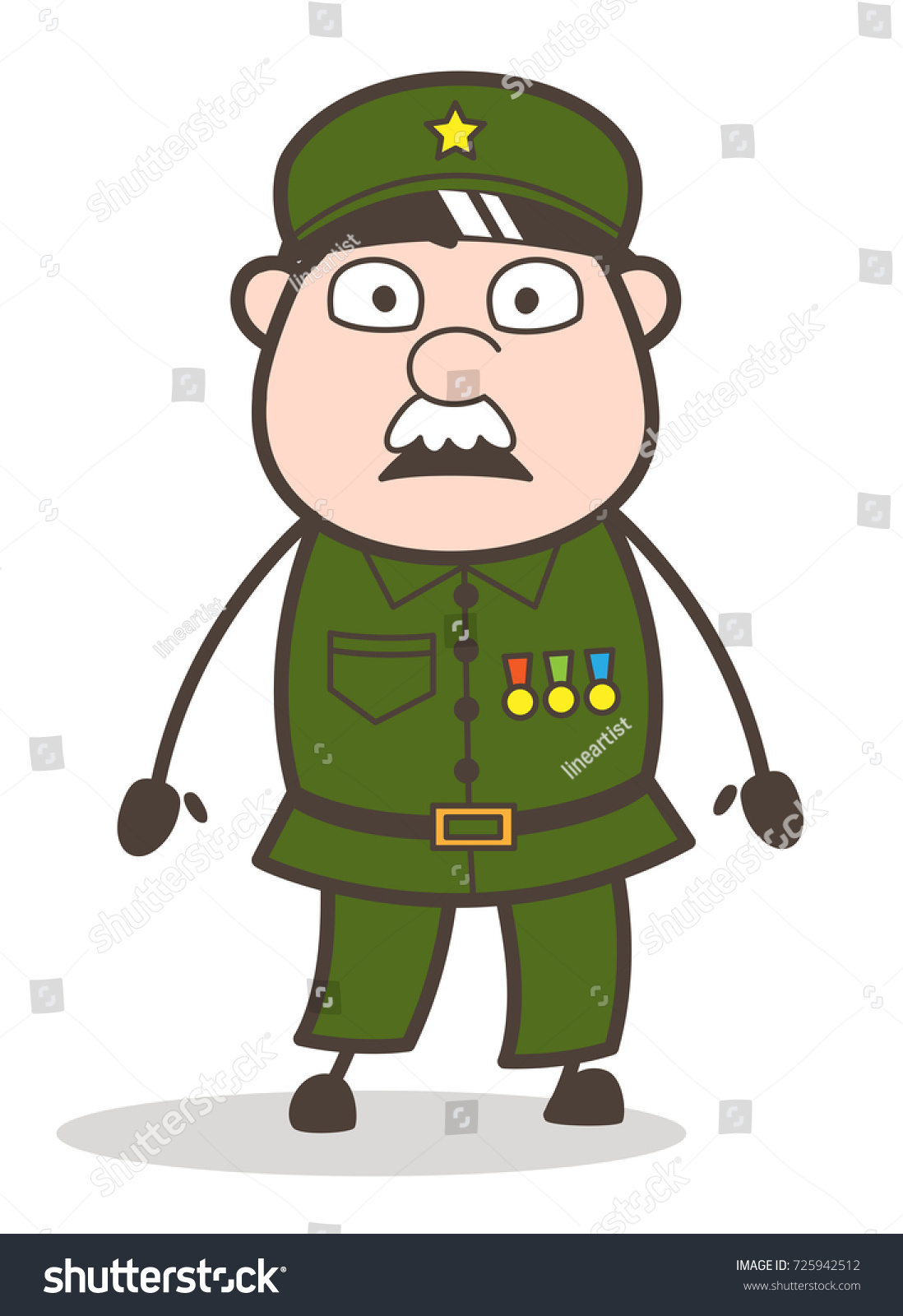 Cartoon Sergeant Officer Scared Face Vector Stock Vector (Royalty Free ...