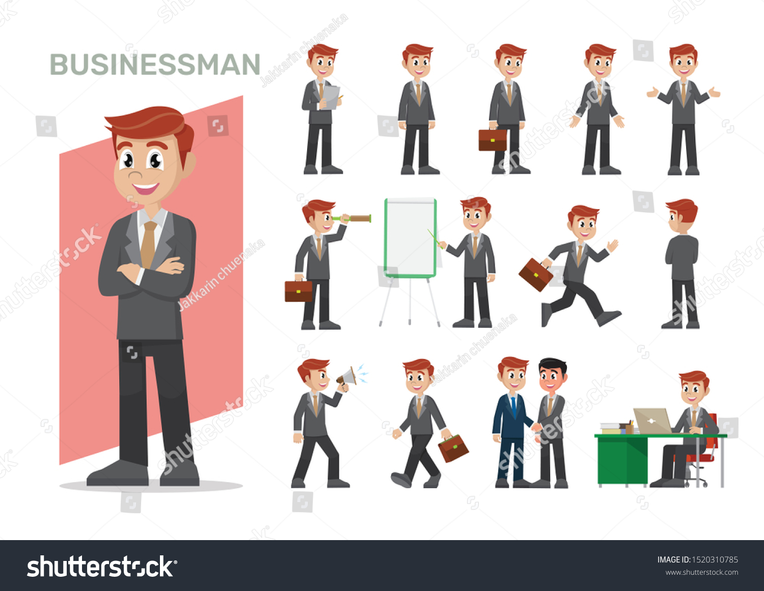 Cartoon Set Businessman Charactervector Eps Vector De Stock Libre De Regal As