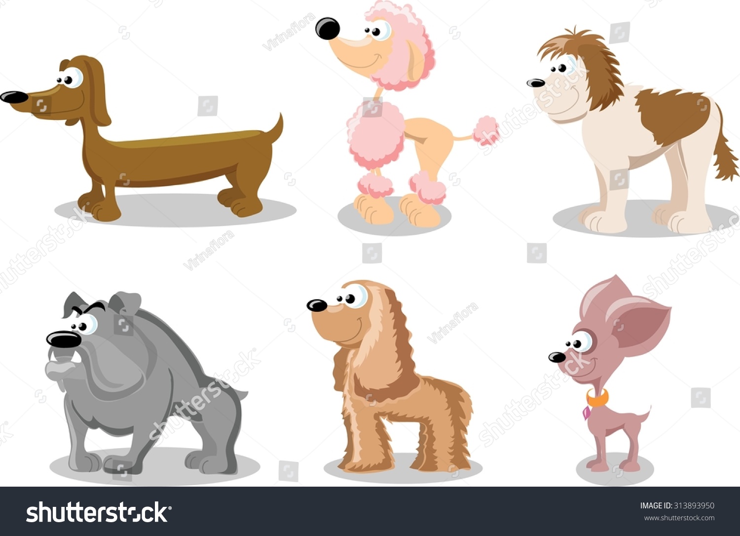 Cartoon Set Cute Dogs Stock Vector (Royalty Free) 313893950