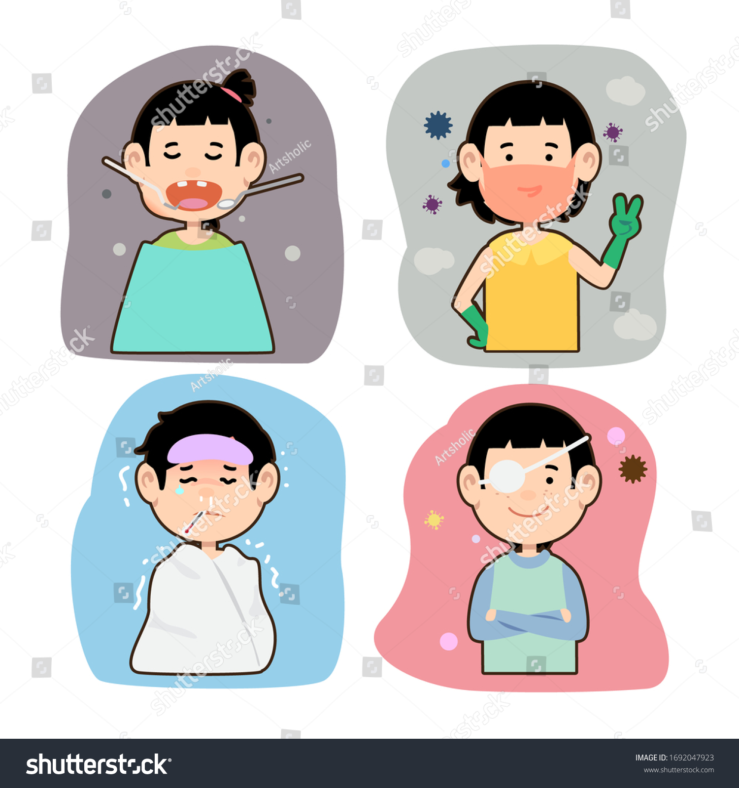 Cartoon Set Health Care Stock Vector (Royalty Free) 1692047923