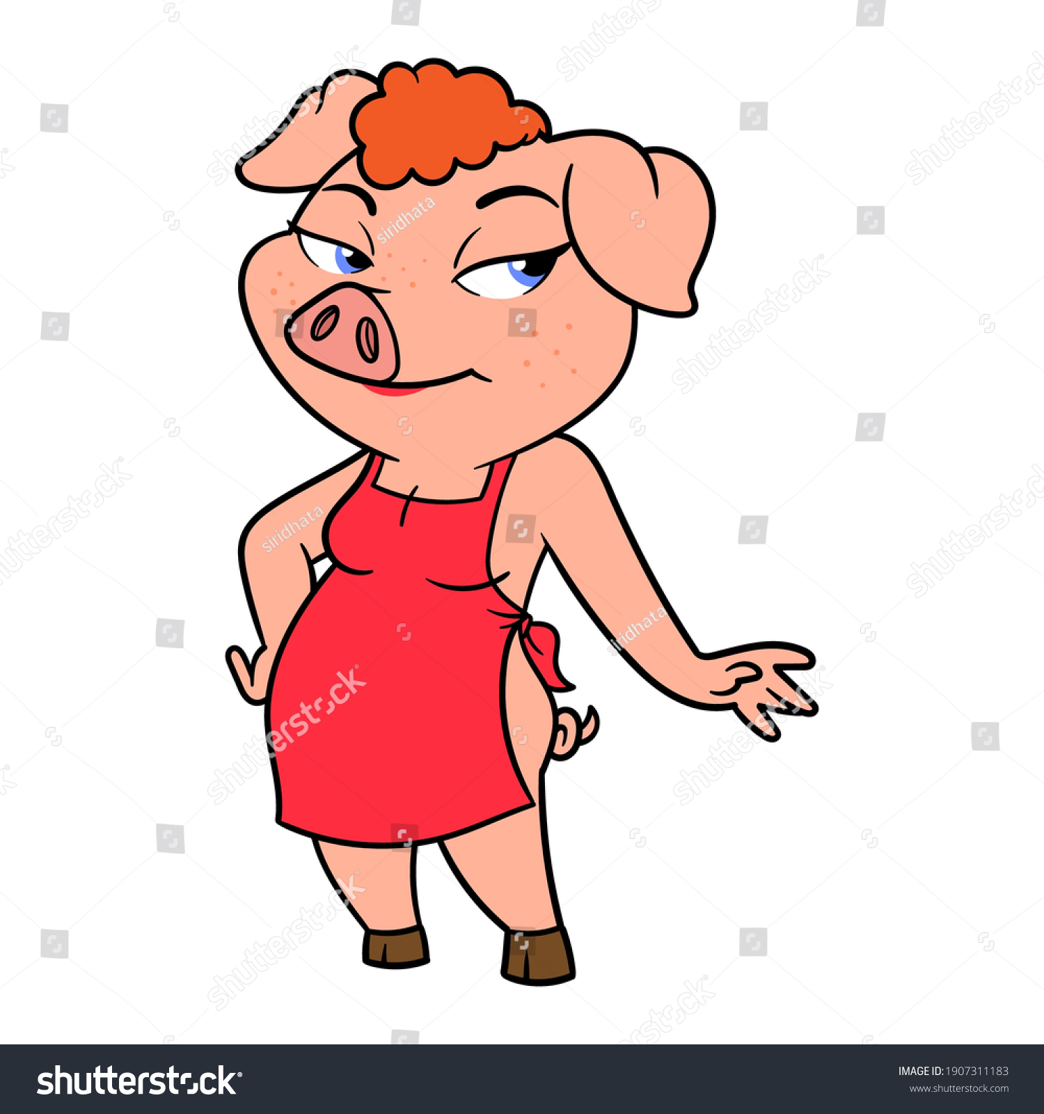 Cartoon Sexy Female Pig Wearing Apron Stock Vector (Royalty Free ...