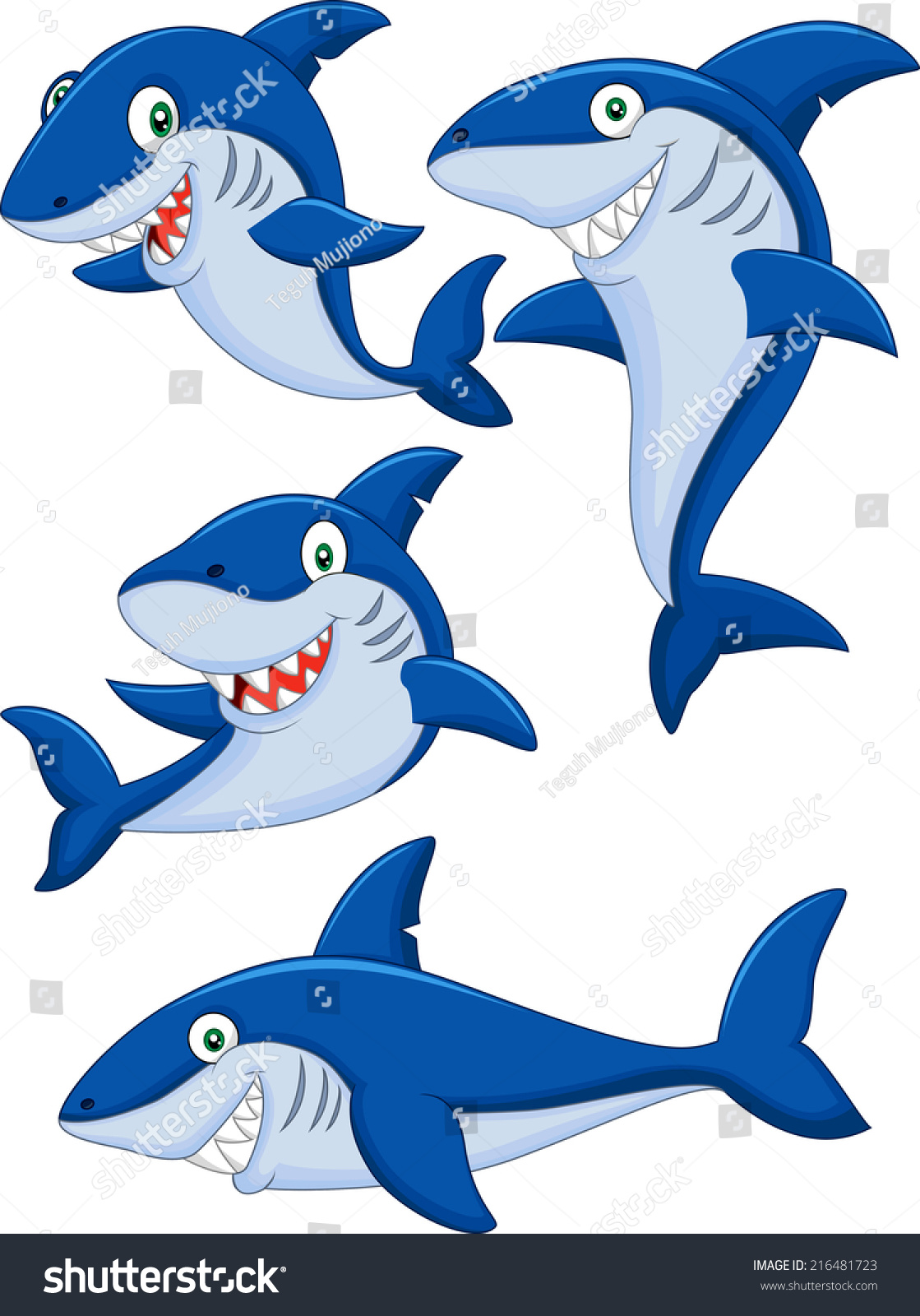 Cartoon Shark Collection Set Stock Vector 216481723 : Shutterstock