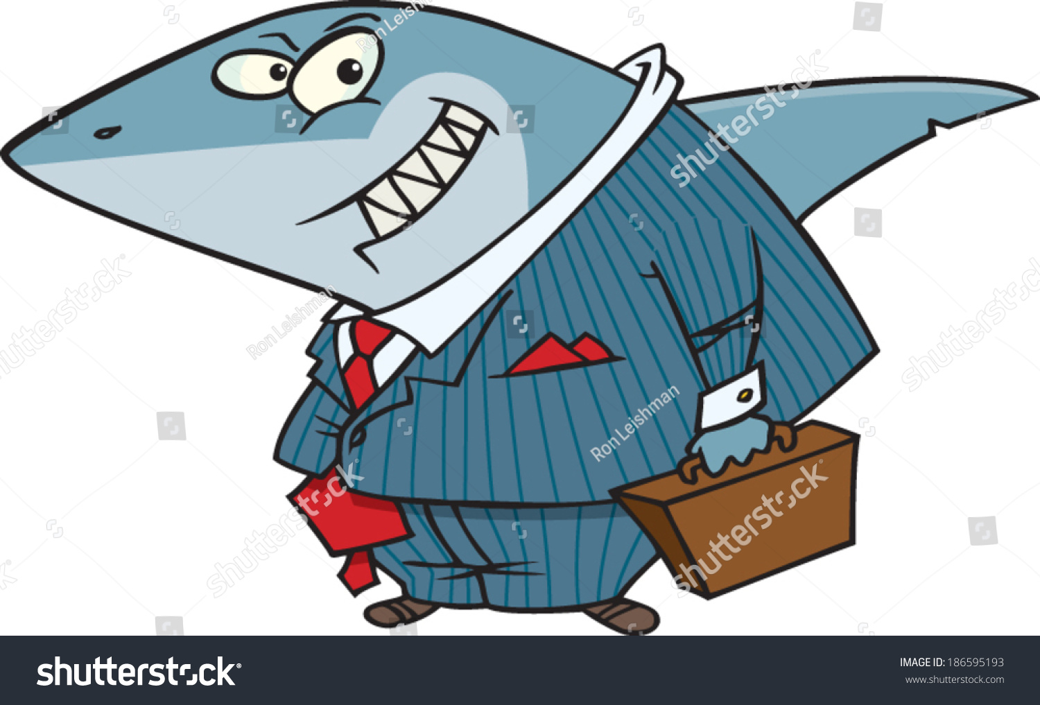 Cartoon Shark In A Business Suit Stock Vector Illustration 186595193 ...