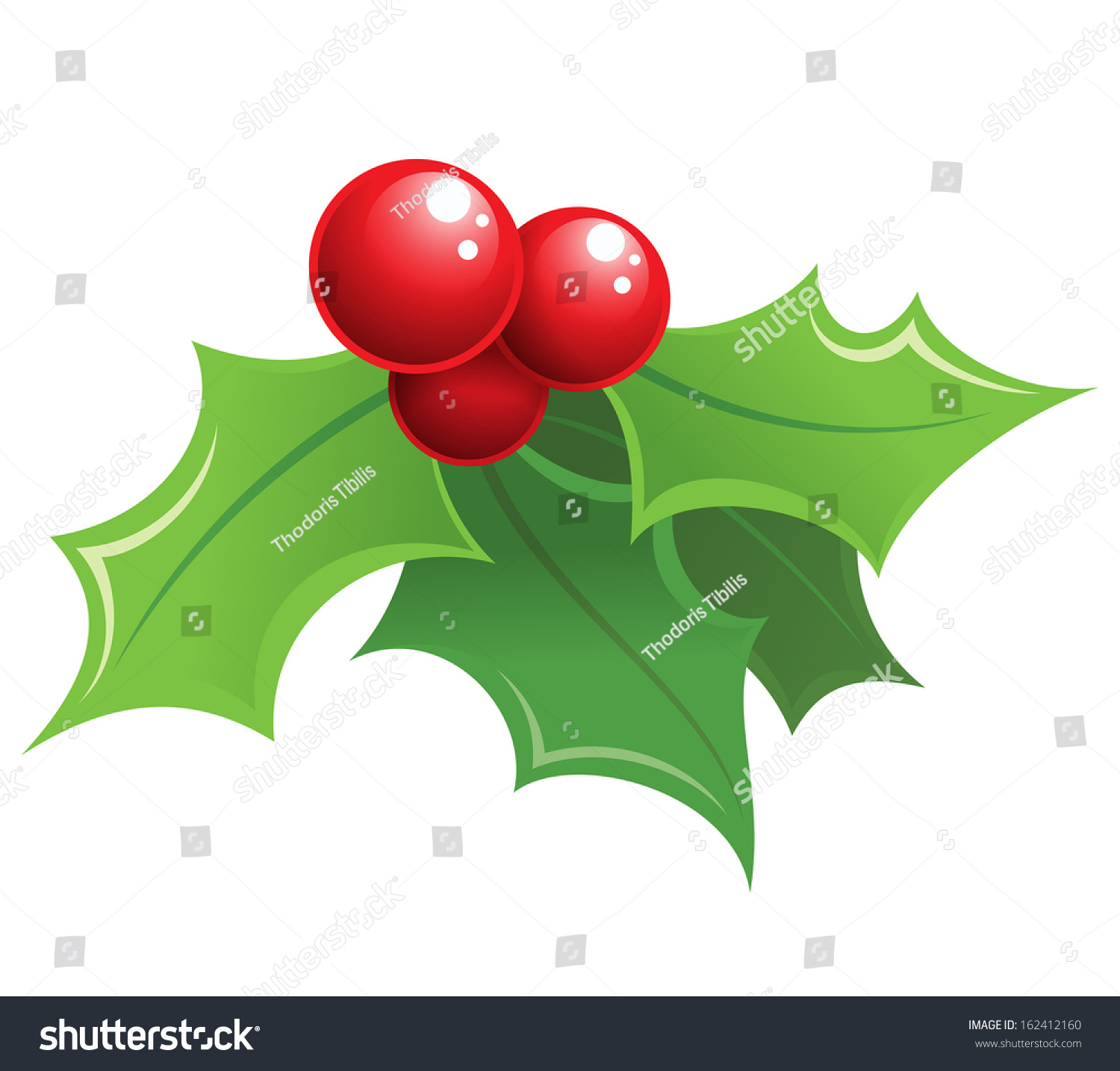 Cartoon Shiny Christmas Mistletoe Decorative Red And Green Ornament ...