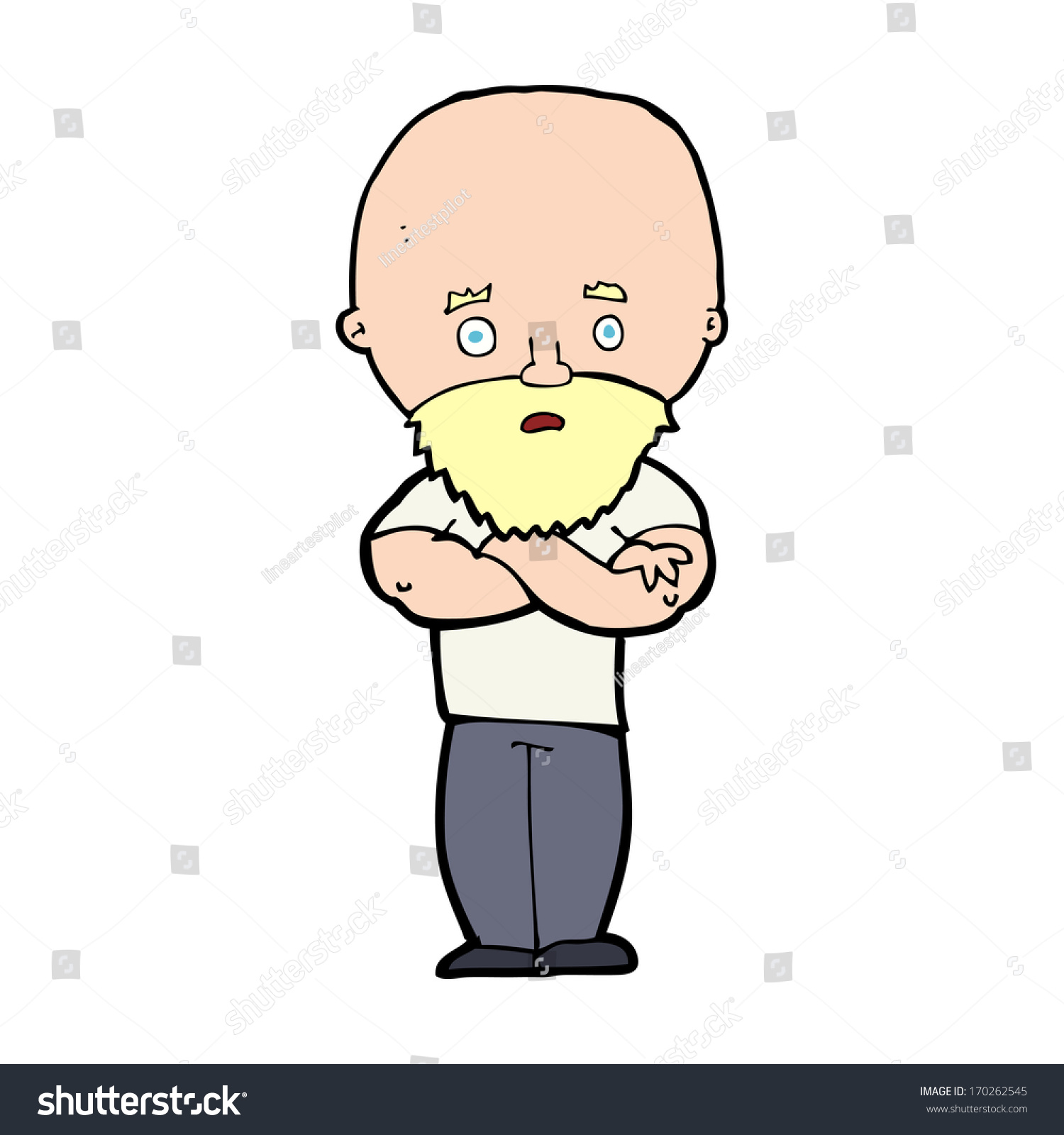 Cartoon Shocked Bald Man Beard Stock Vector Royalty Free 170262545
