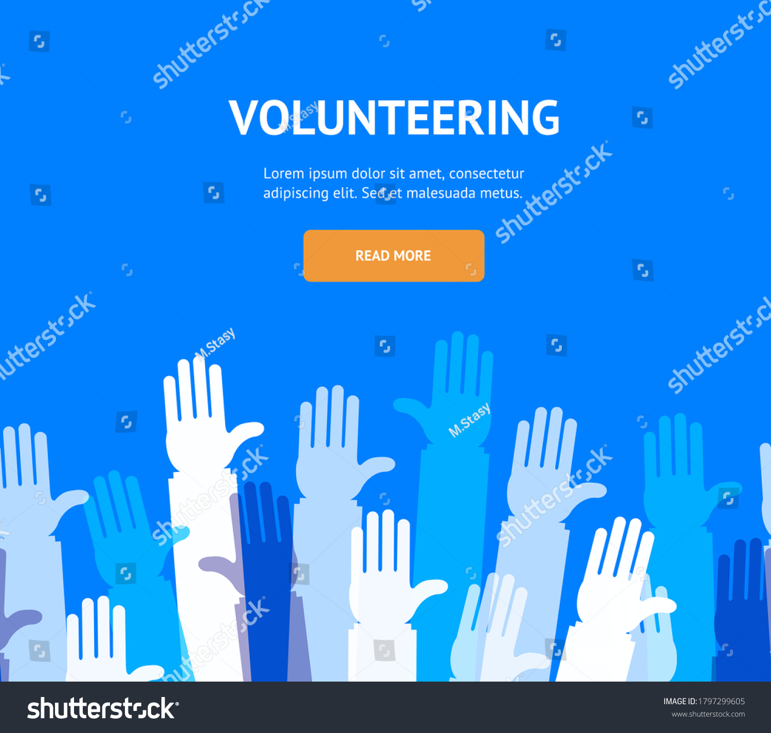 Cartoon Silhouette Hands Volunteering Concept Banner Stock Vector ...