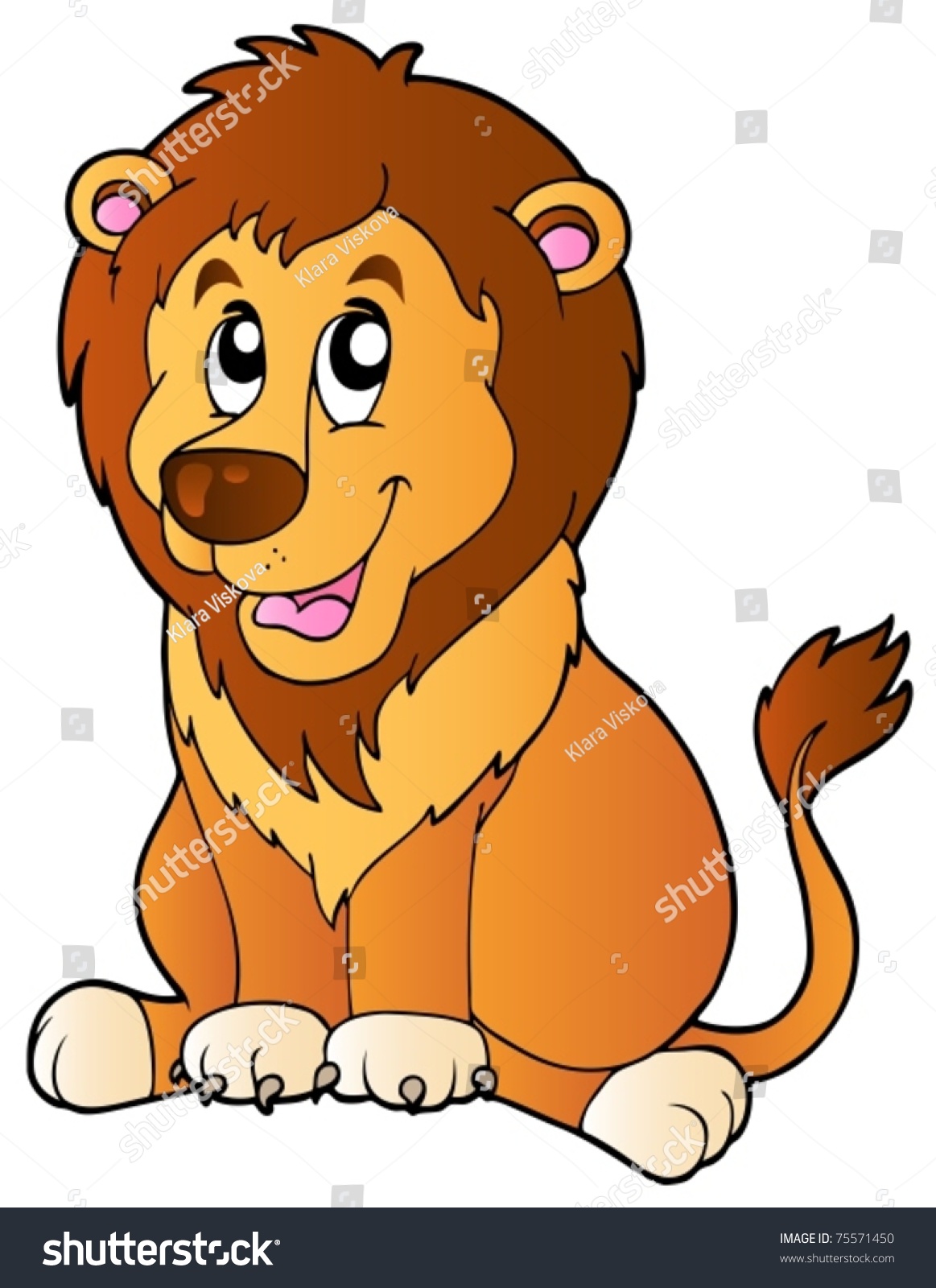 Cartoon Sitting Lion Vector Illustration Stock Vector (Royalty Free ...