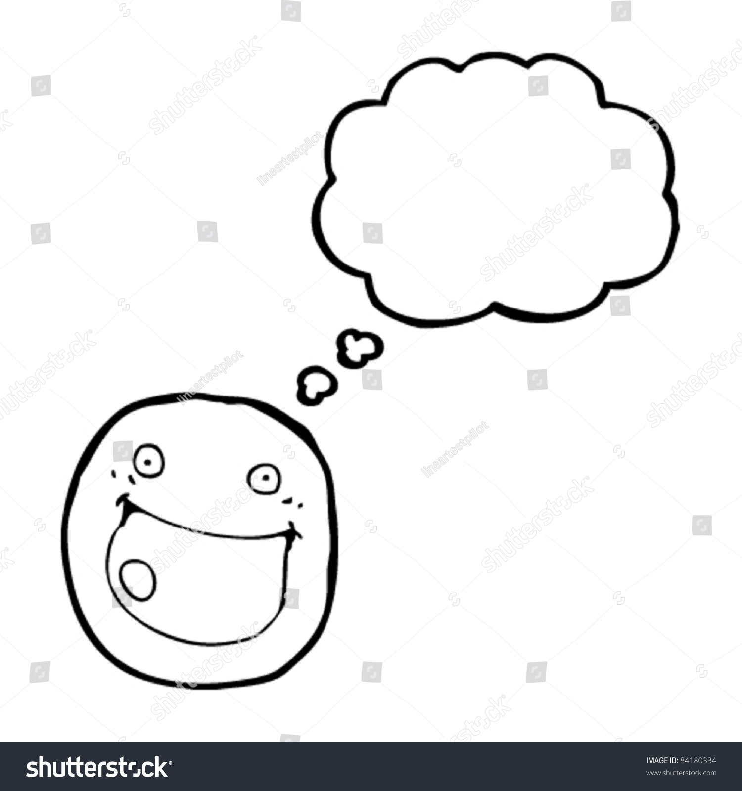 Cartoon Smiley Face With Thought Bubble Stock Vector Illustration ...