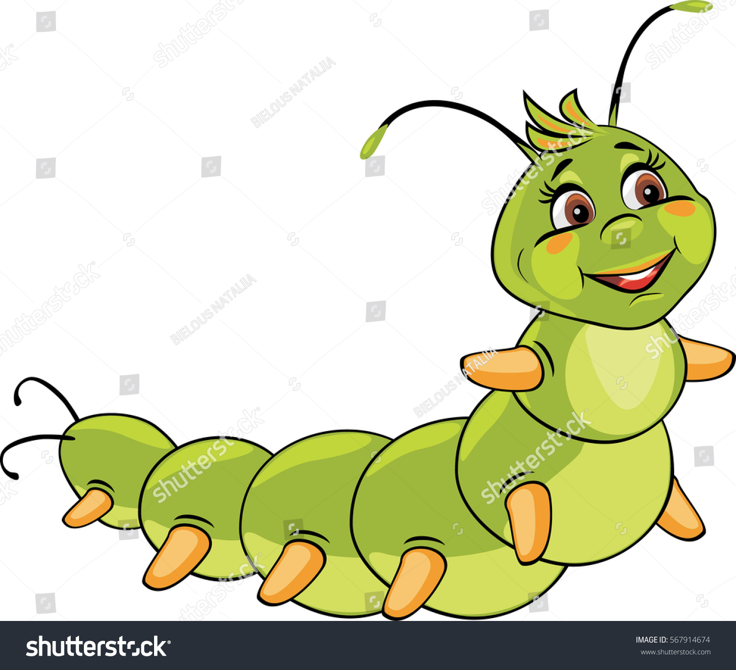 Cartoon Smiling Caterpillar Vector Stock Vector (Royalty Free) 567914674