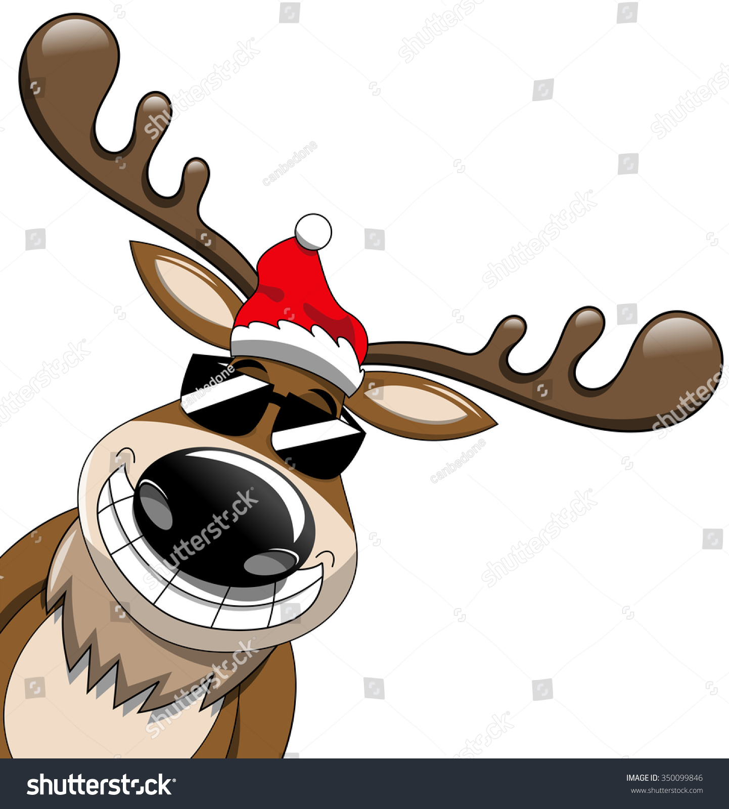 Cartoon Smiling Reindeer Popping Wearing Sunglasses Stock Vector ...