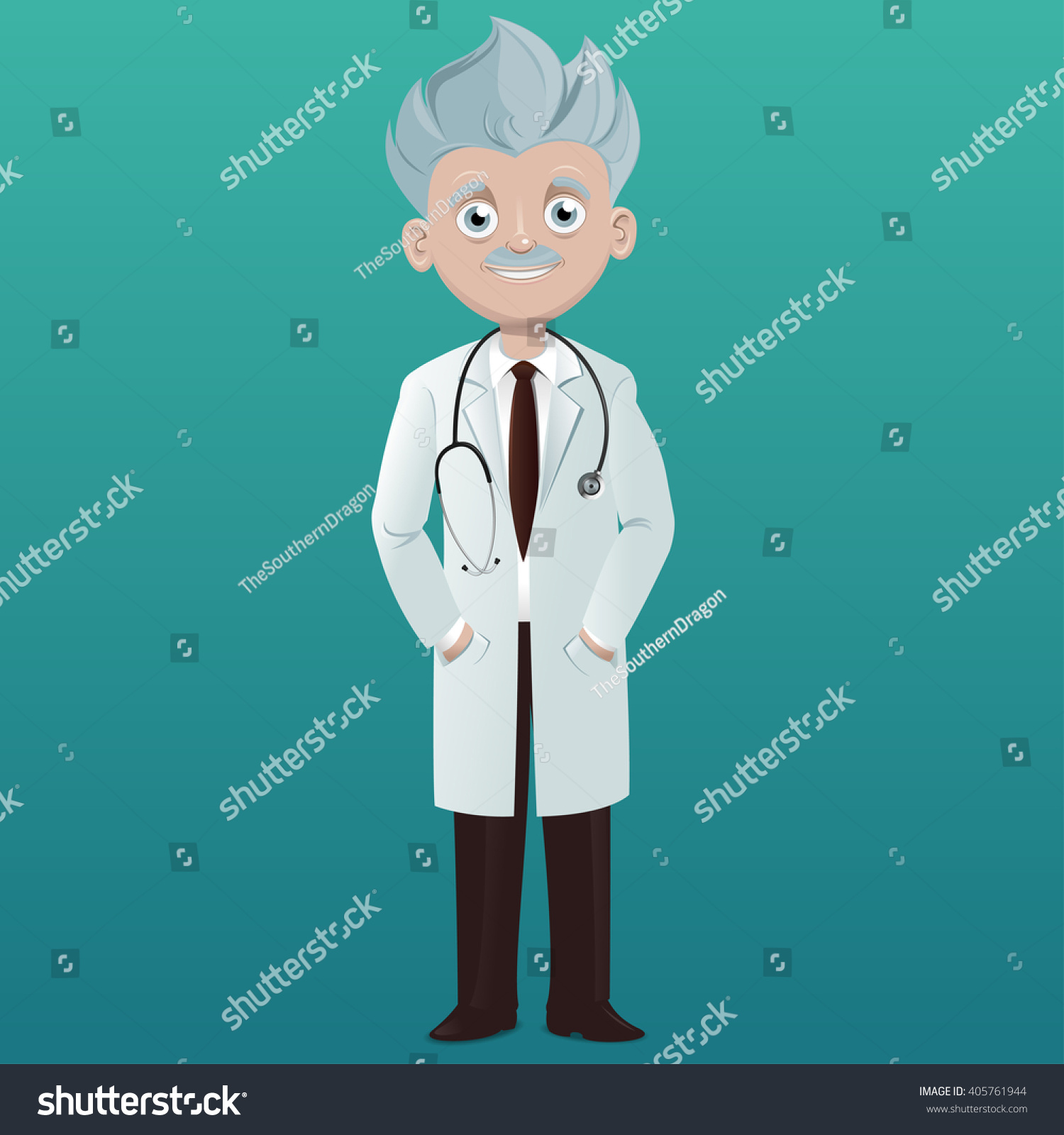 Cartoon Smiling Senior Doctor Stock Vector 405761944 : Shutterstock