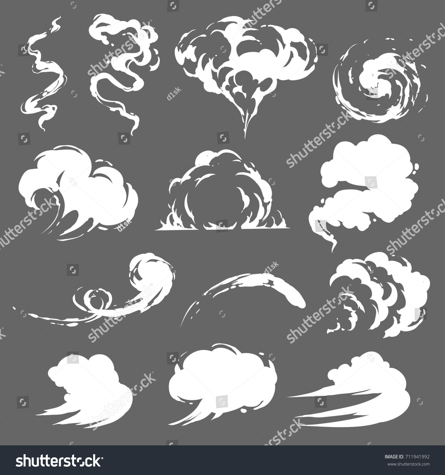 Cartoon Smoke Set Stock Vector (Royalty Free) 711941992 | Shutterstock