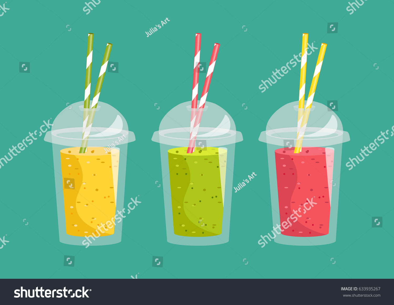 Cartoon Smoothie Transparent Plastic Glass Vector Stock Vector (Royalty ...