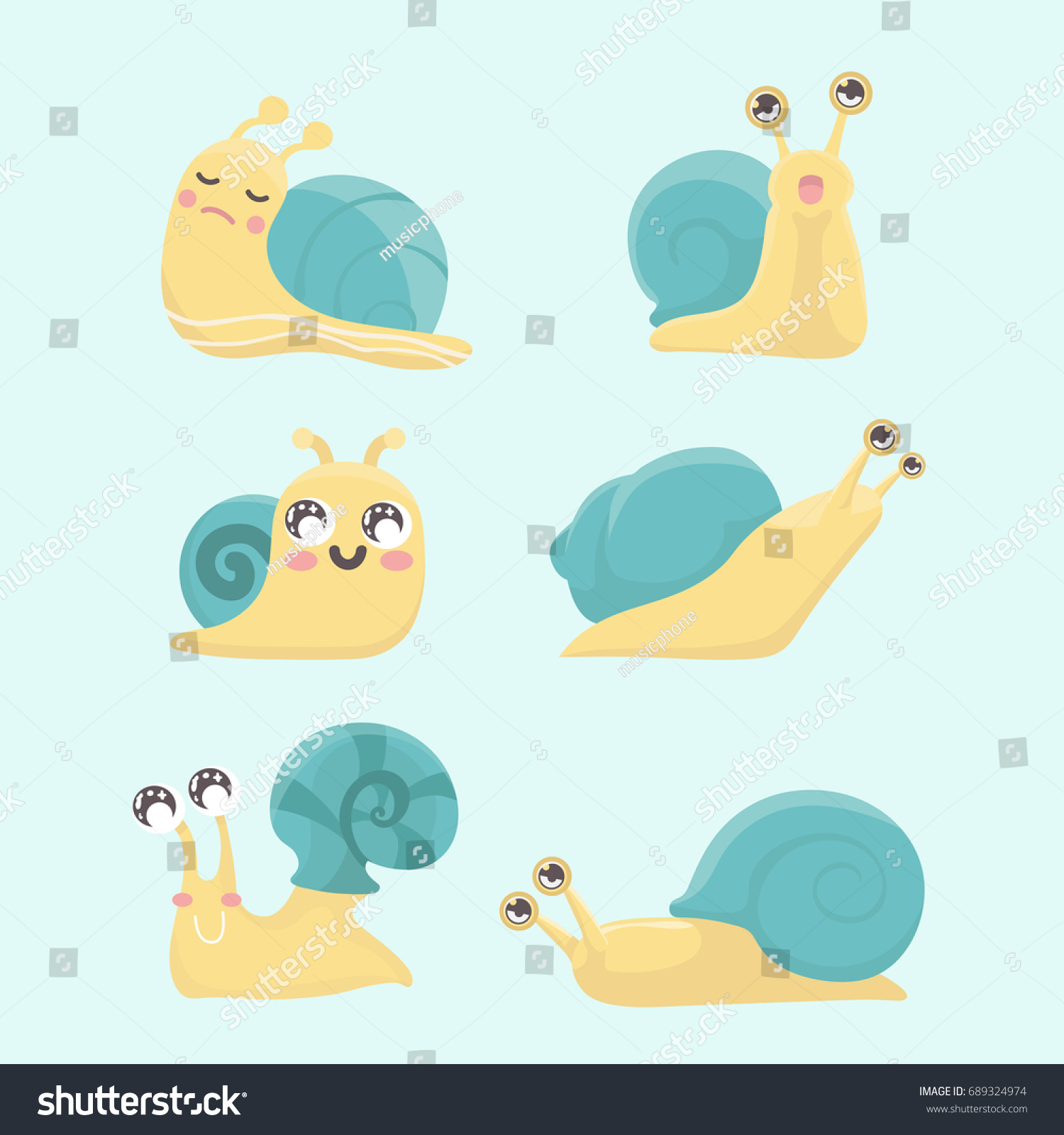 Cartoon Snail Vector Set Stock Vector (Royalty Free) 689324974
