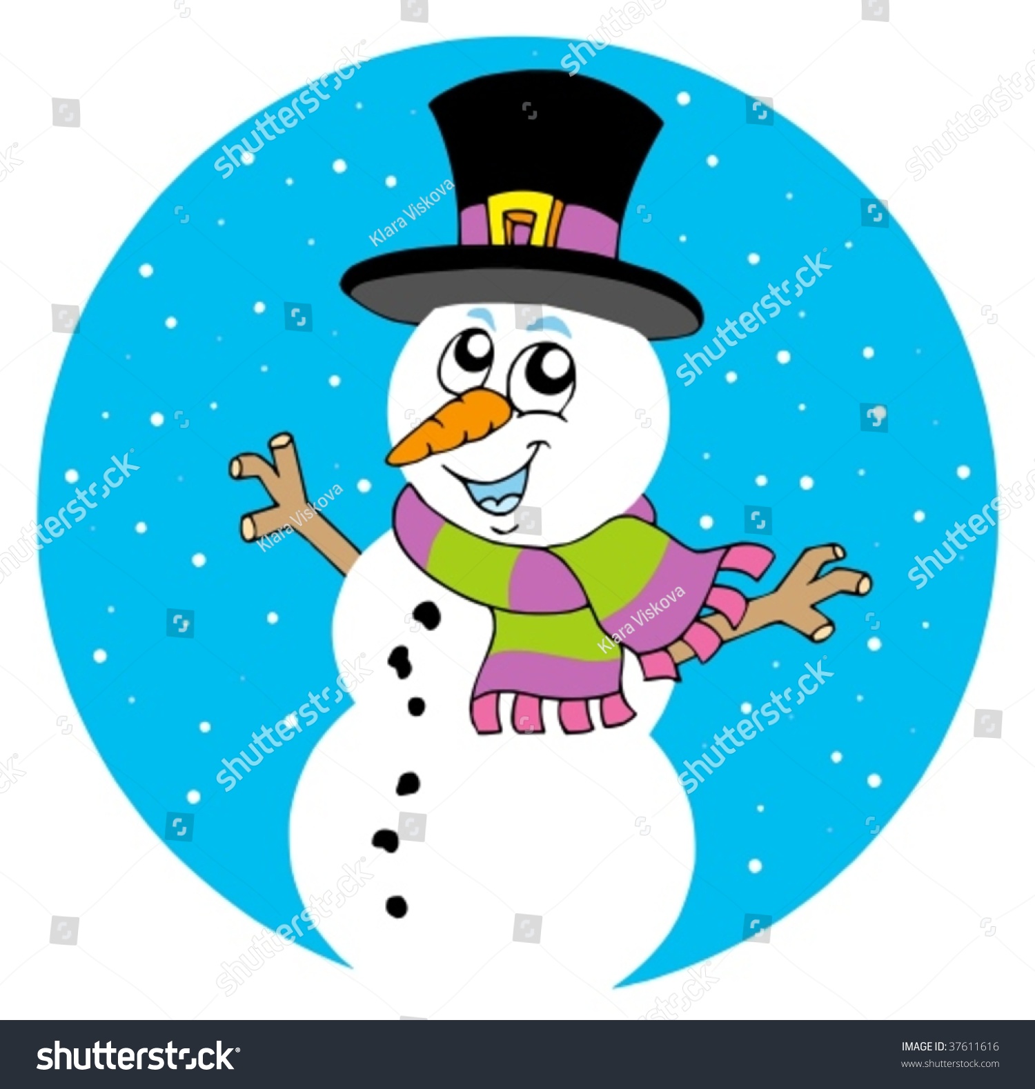 Cartoon Snowman On White Background - Vector Illustration. - 37611616 ...