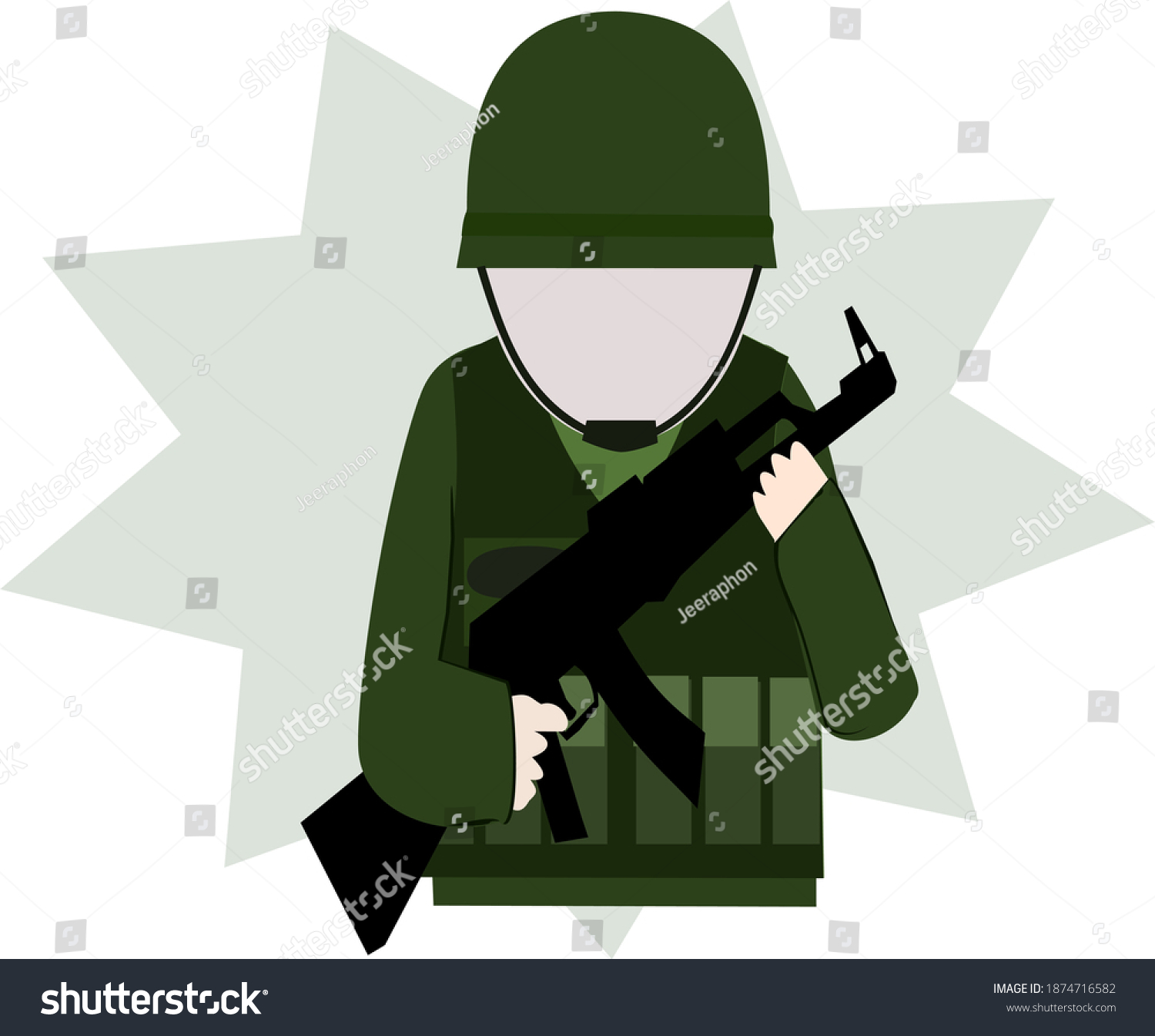 Cartoon Soldier Holding Gun Vector Illustration Stock Vector (Royalty ...