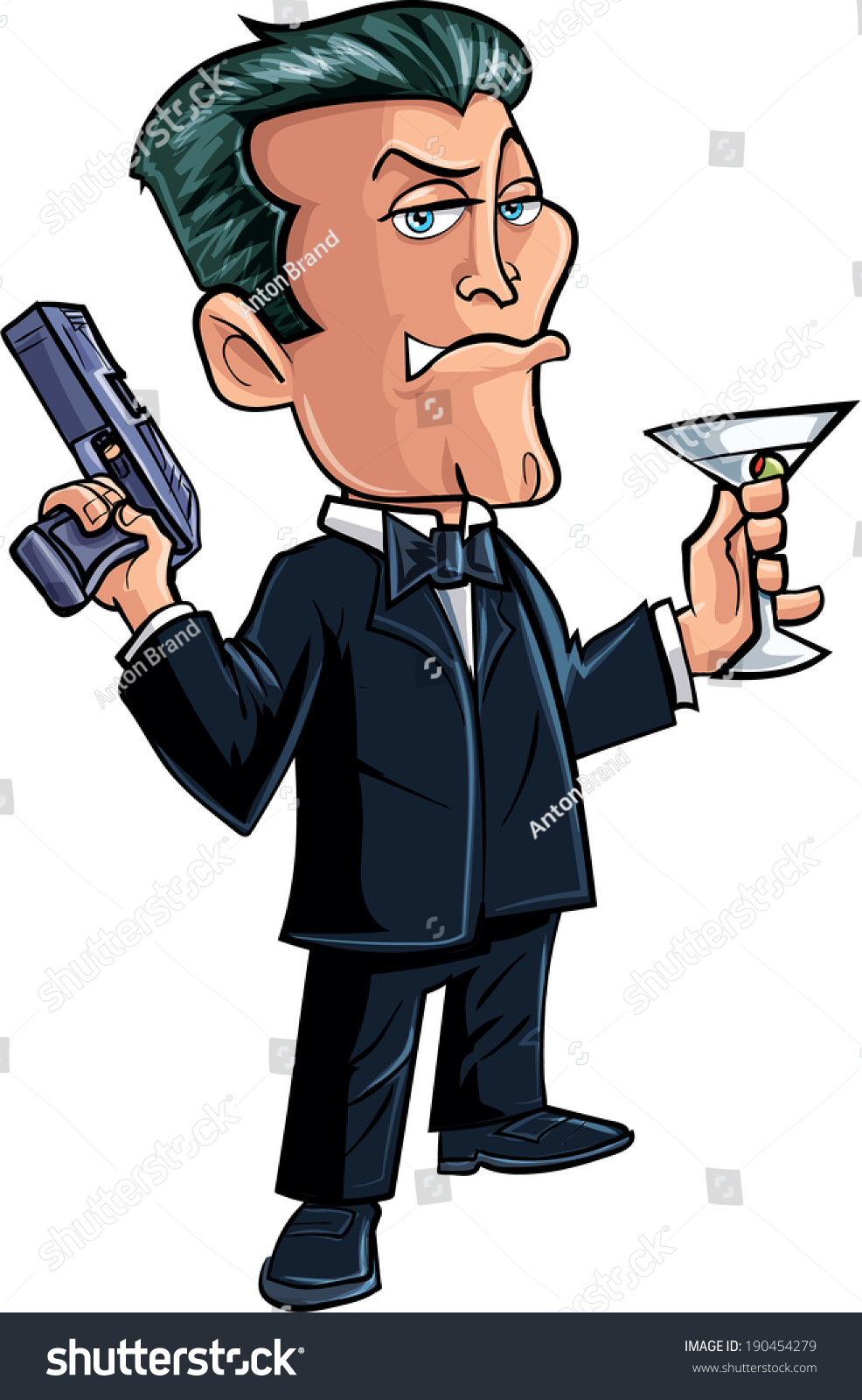Cartoon Spy Character With Martini. Isolated On White Stock Vector ...