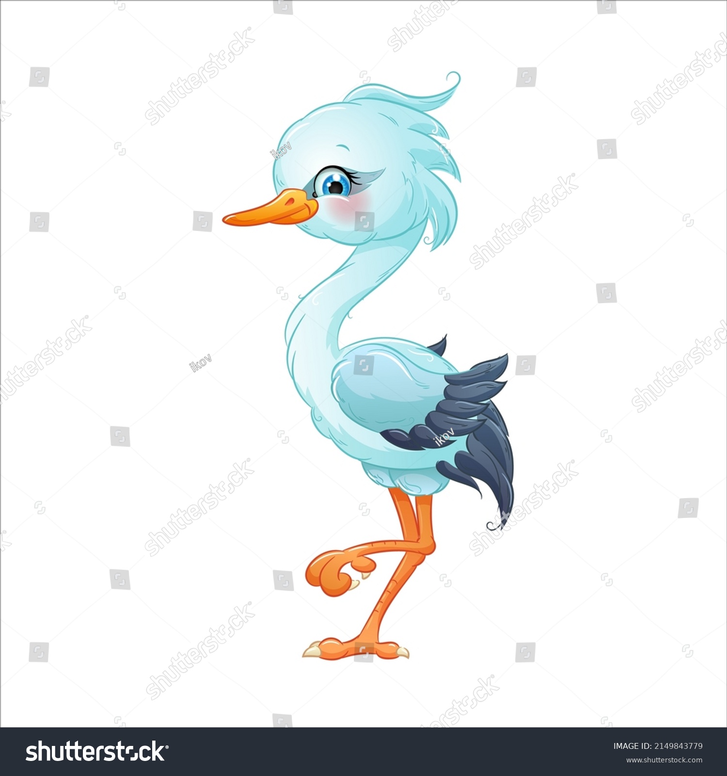 Vektor Stok Cartoon Stork Vector Illustration Cute Flying Tanpa Royalti 2149843779 Shutterstock 5113