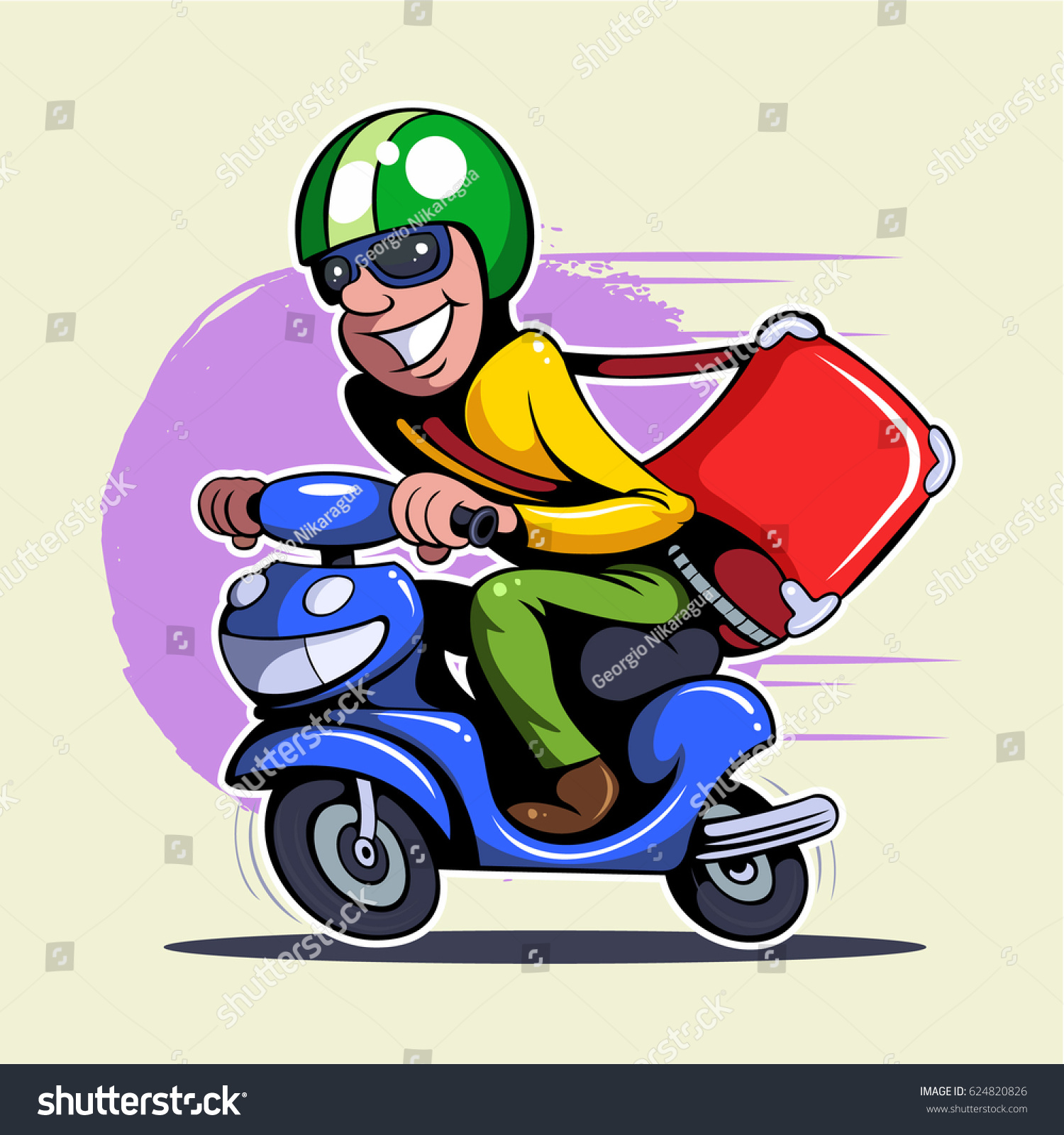 Cartoon Style Courier Motor Cycle Scooter Stock Vector 624820826 ...