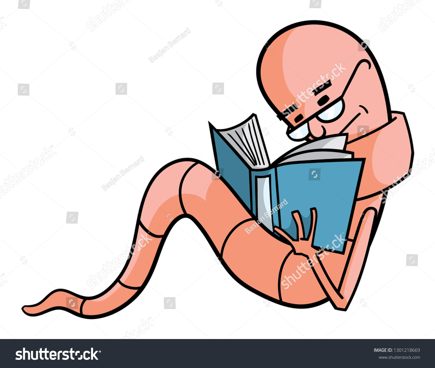 Cartoon Style Illustration Worm Reading Book Stock Vector (Royalty Free