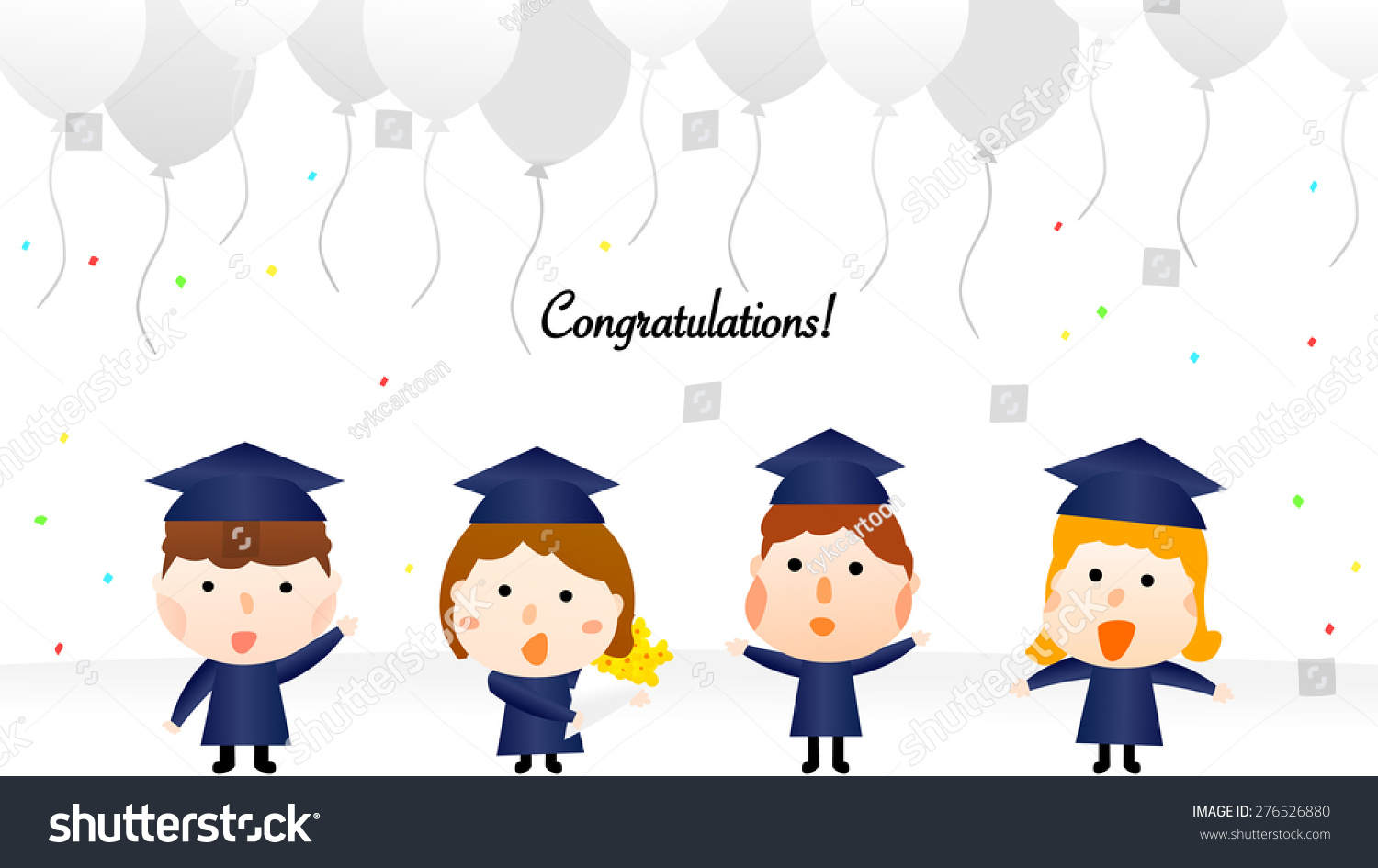 Cartoon Style School Graduation Celebration Party Stock Vector (Royalty ...