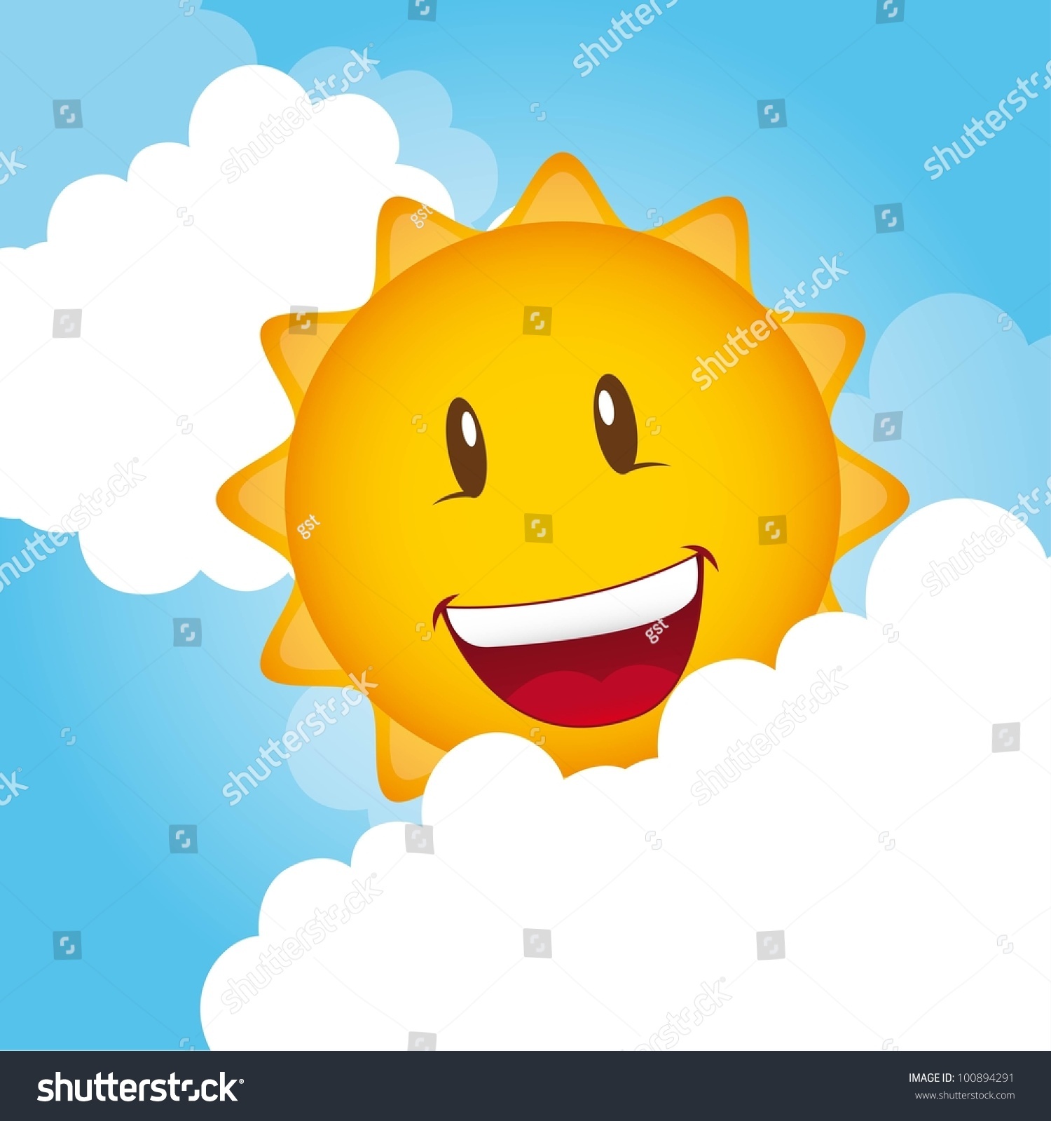 Cartoon Sun Clouds Background Vector Illustration Stock Vector ...