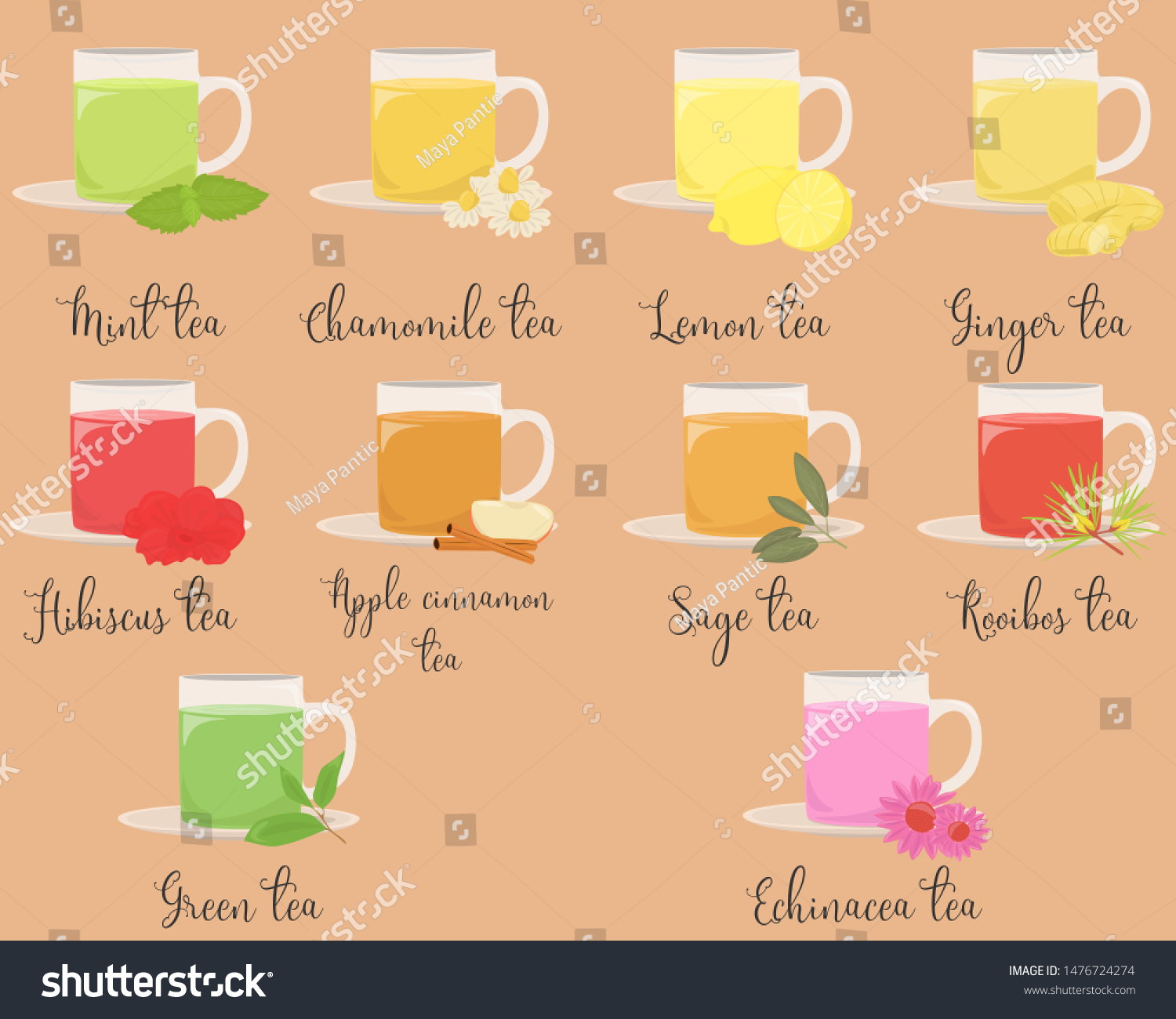 Cartoon Tea Isolated Vector Set Different Stock Vector (Royalty Free ...