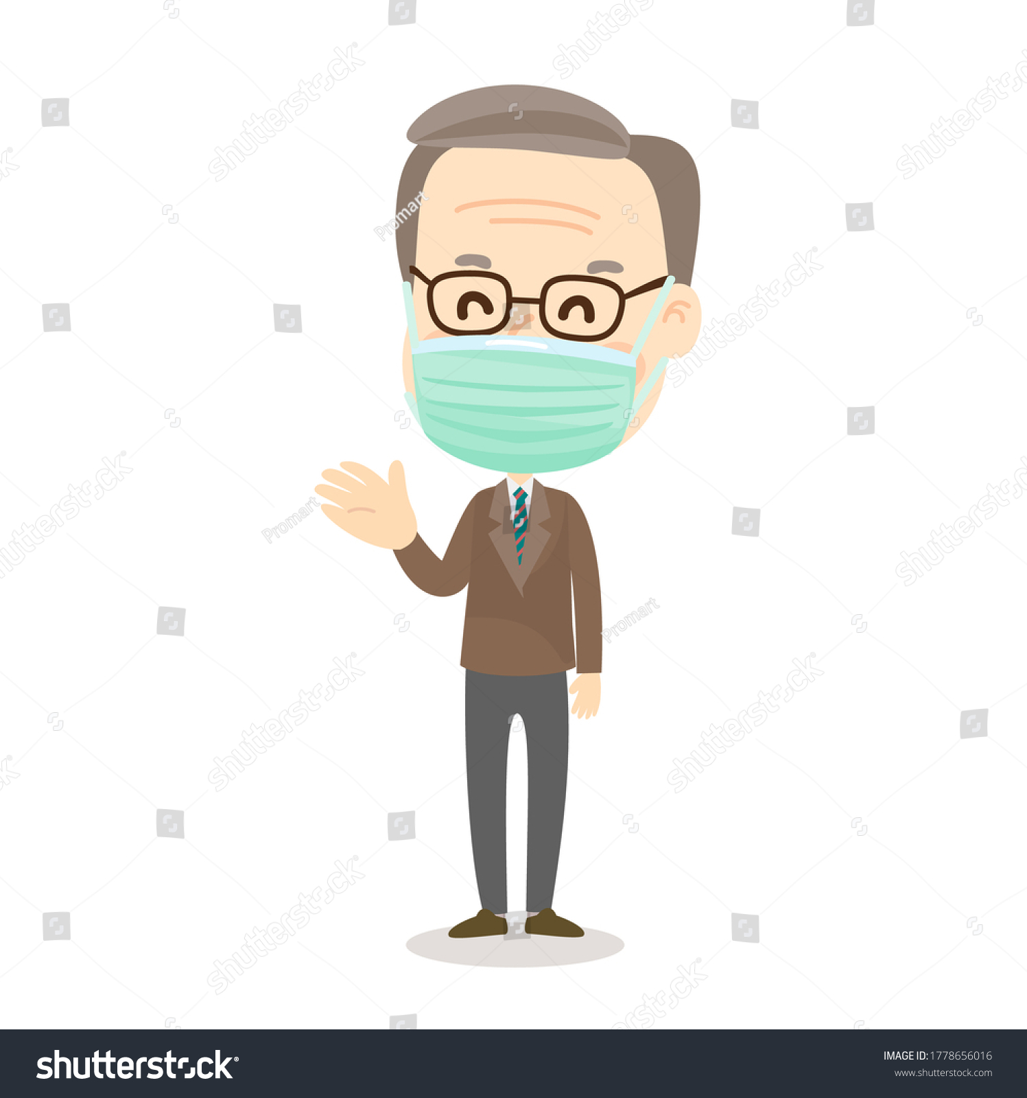 Cartoon Teacher Wearing Face Mask Character Stock Vector (Royalty Free ...