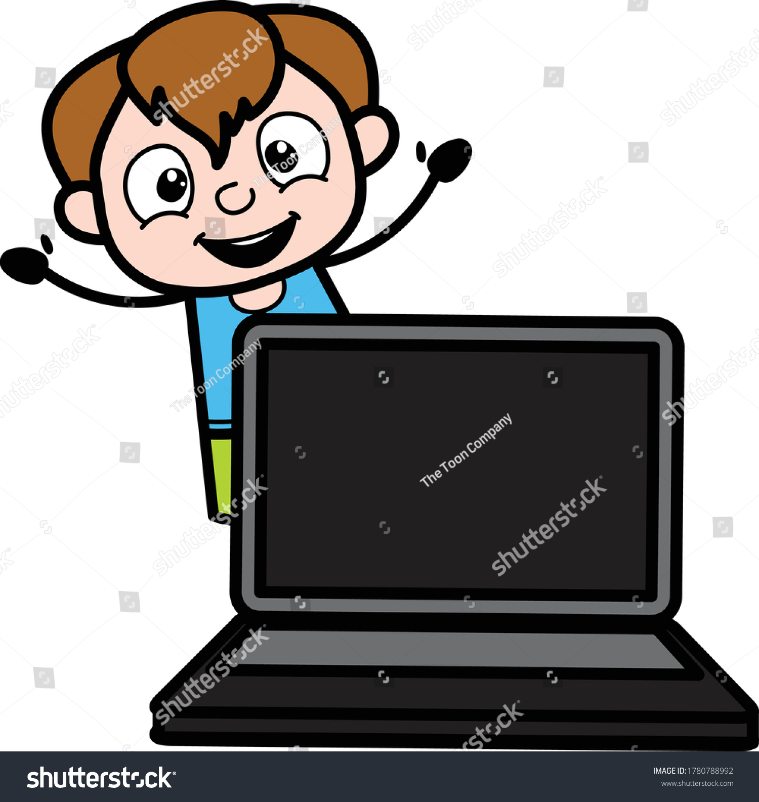 Cartoon Teen Boy Laptop Stock Vector (Royalty Free) 1780788992