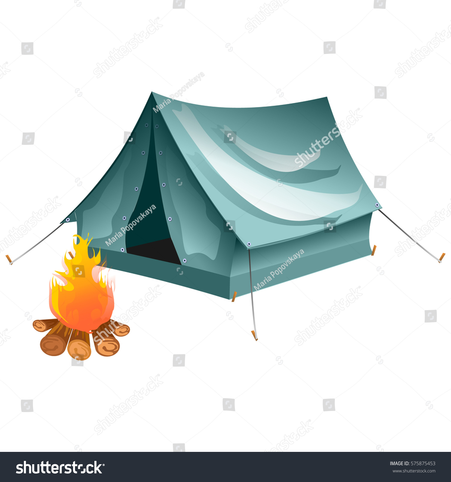 Cartoon Tent Set Bonfire Isolated Objects Stock Vector 575875453 ...