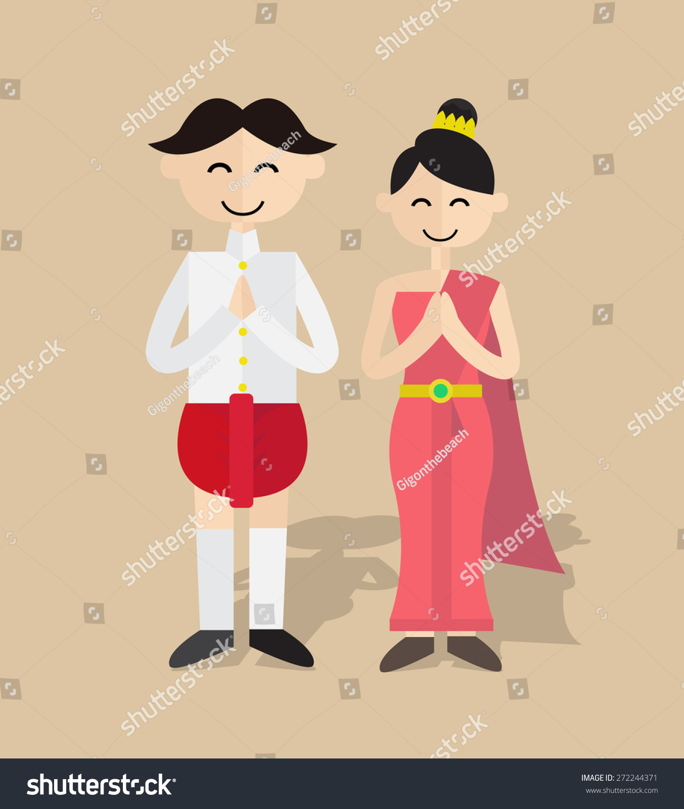 Cartoon Thailand Boy And Girl , Vector Illustration - 272244371 ...