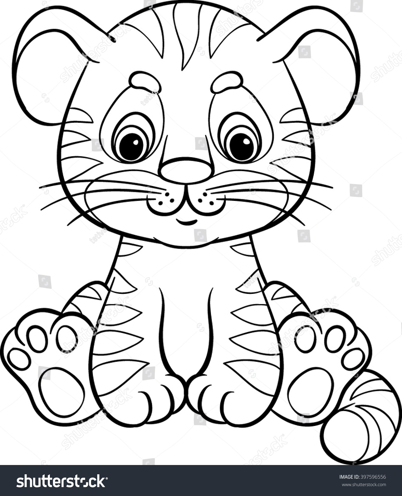 Cartoon Tiger Cartoon Vector Illustration Coloring Stock ...