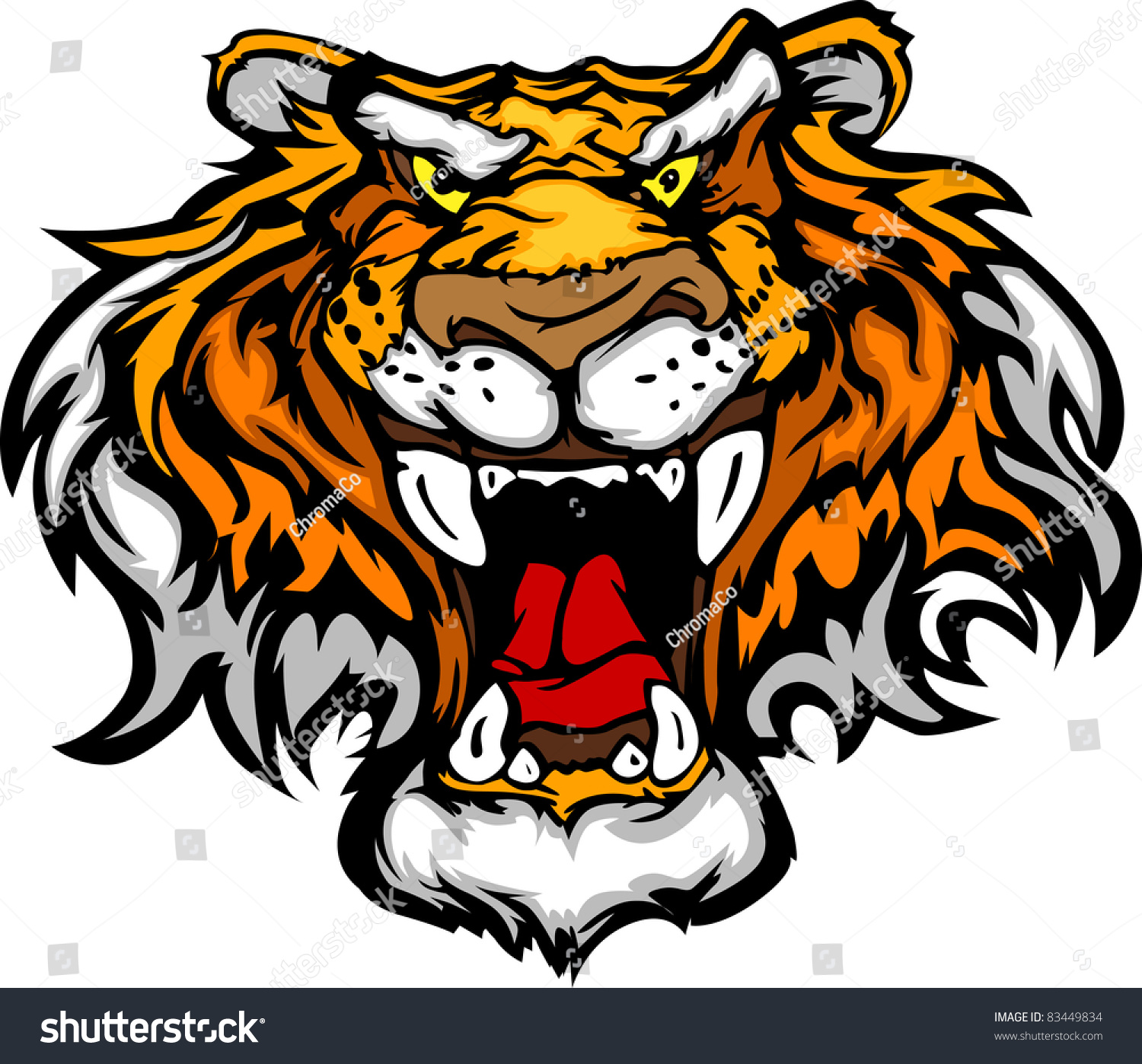 Cartoon Tiger Mascot Head Stock Vector 83449834 - Shutterstock