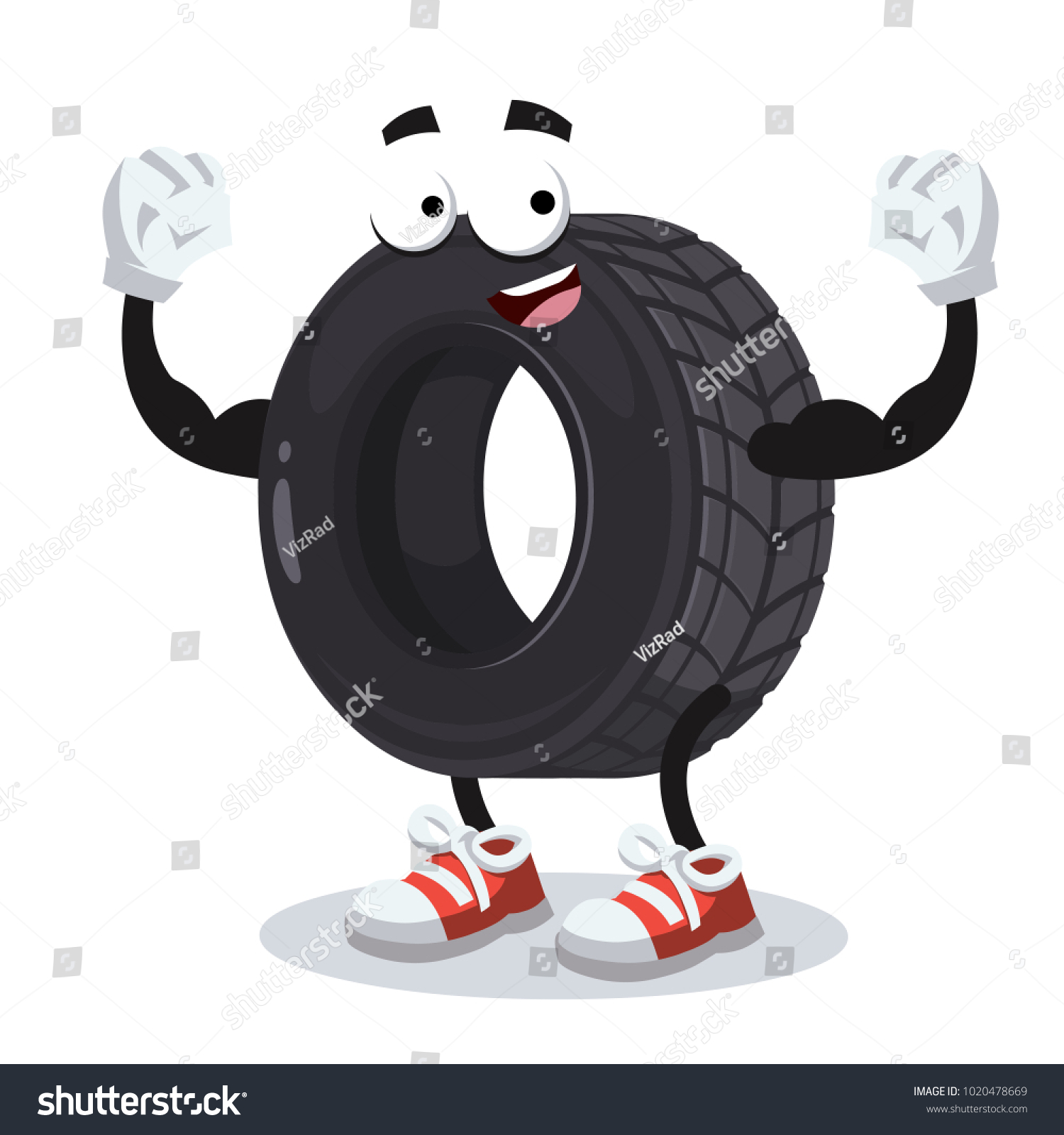 Cartoon Tire Mascot Shows Strength On Stock Vector (Royalty Free ...