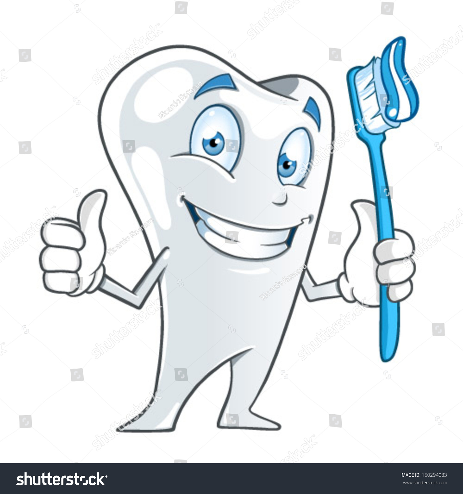 Cartoon Tooth Holding A Toothbrush Stock Vector 150294083 : Shutterstock